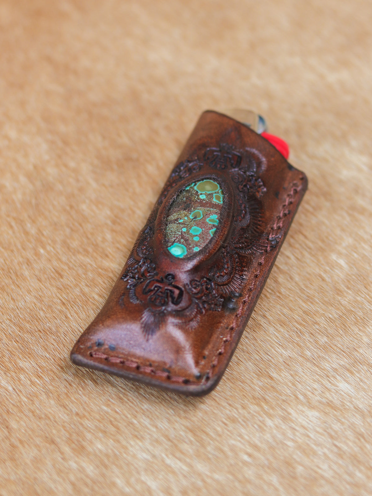 Woodstock Lighter Case with Turquoise