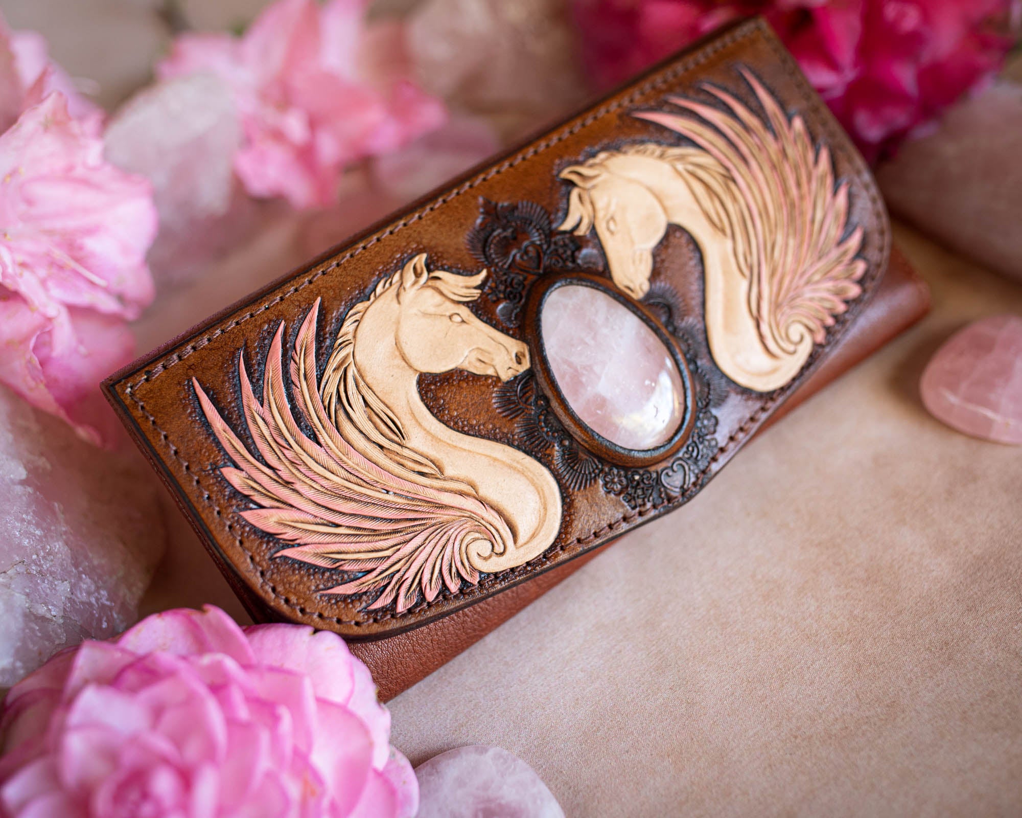 Pegasus Wallet with Rose Quartz