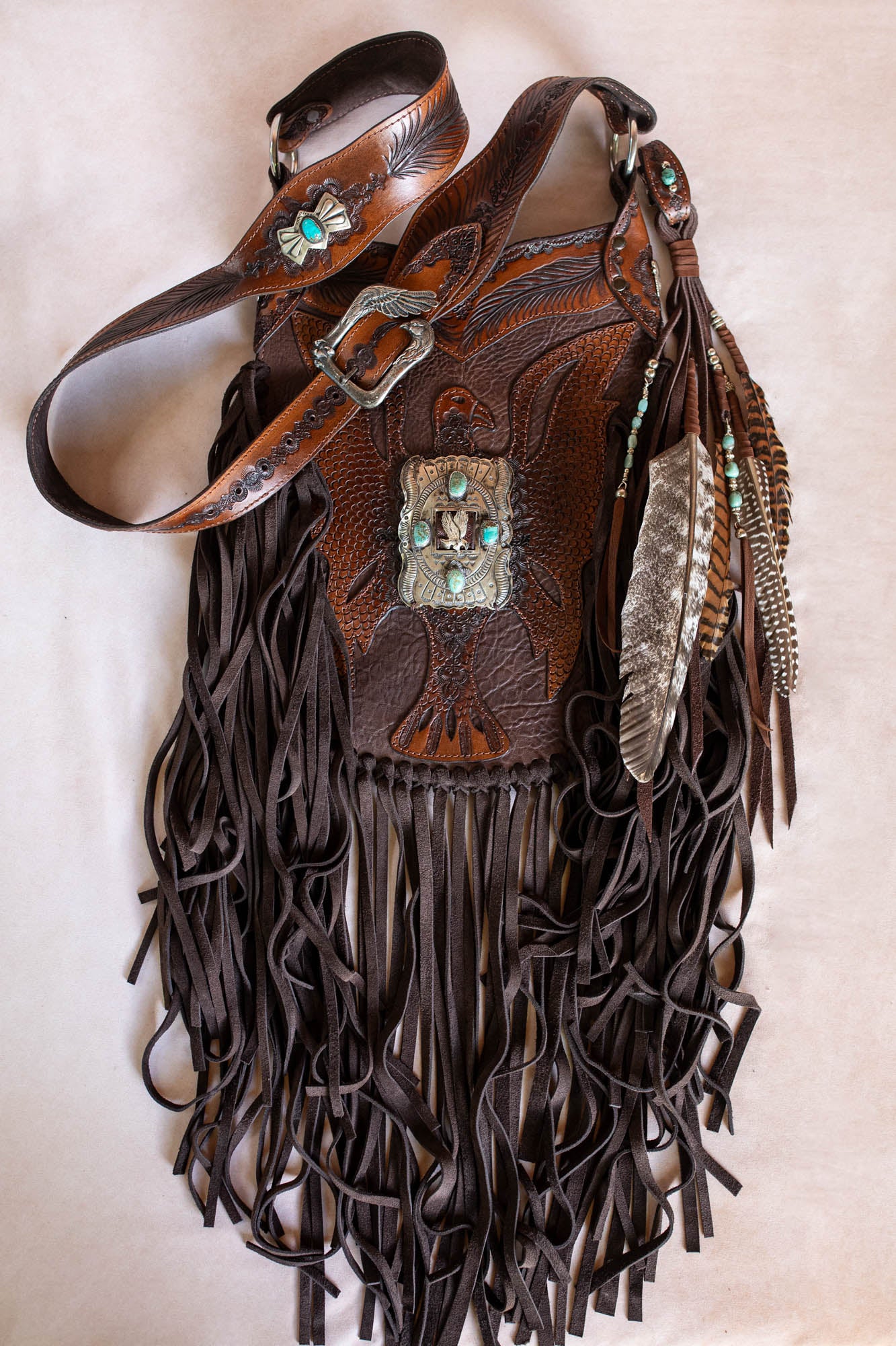 Apache Eagle Bag with Vintage Navajo Concho