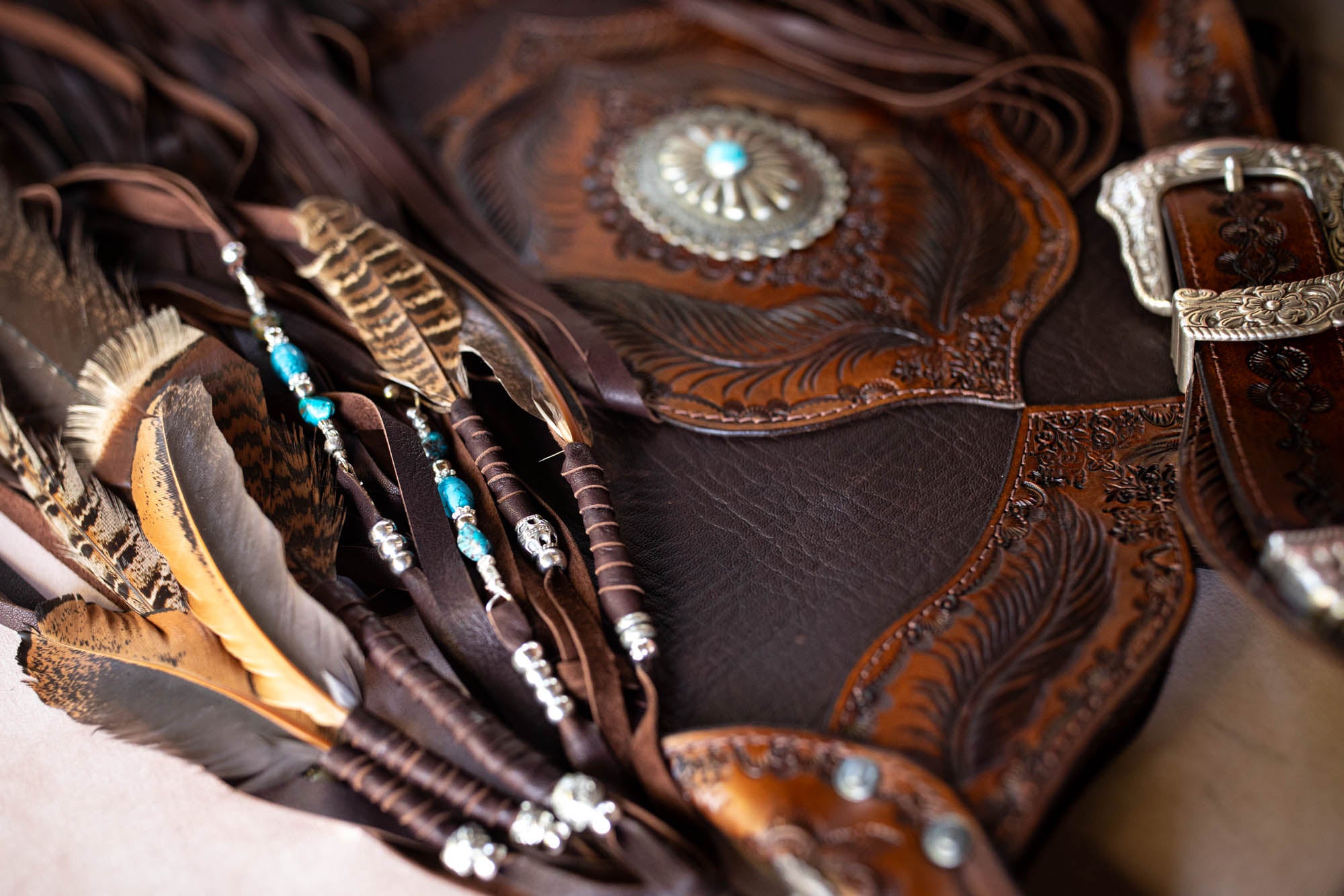 Apache Tasselled Bag with Navajo Concho