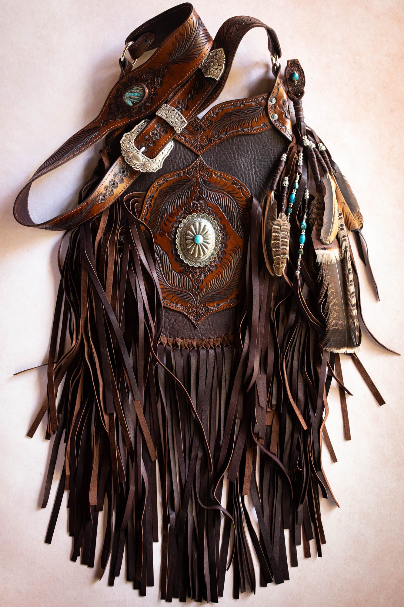 Apache Tasselled Bag with Navajo Concho