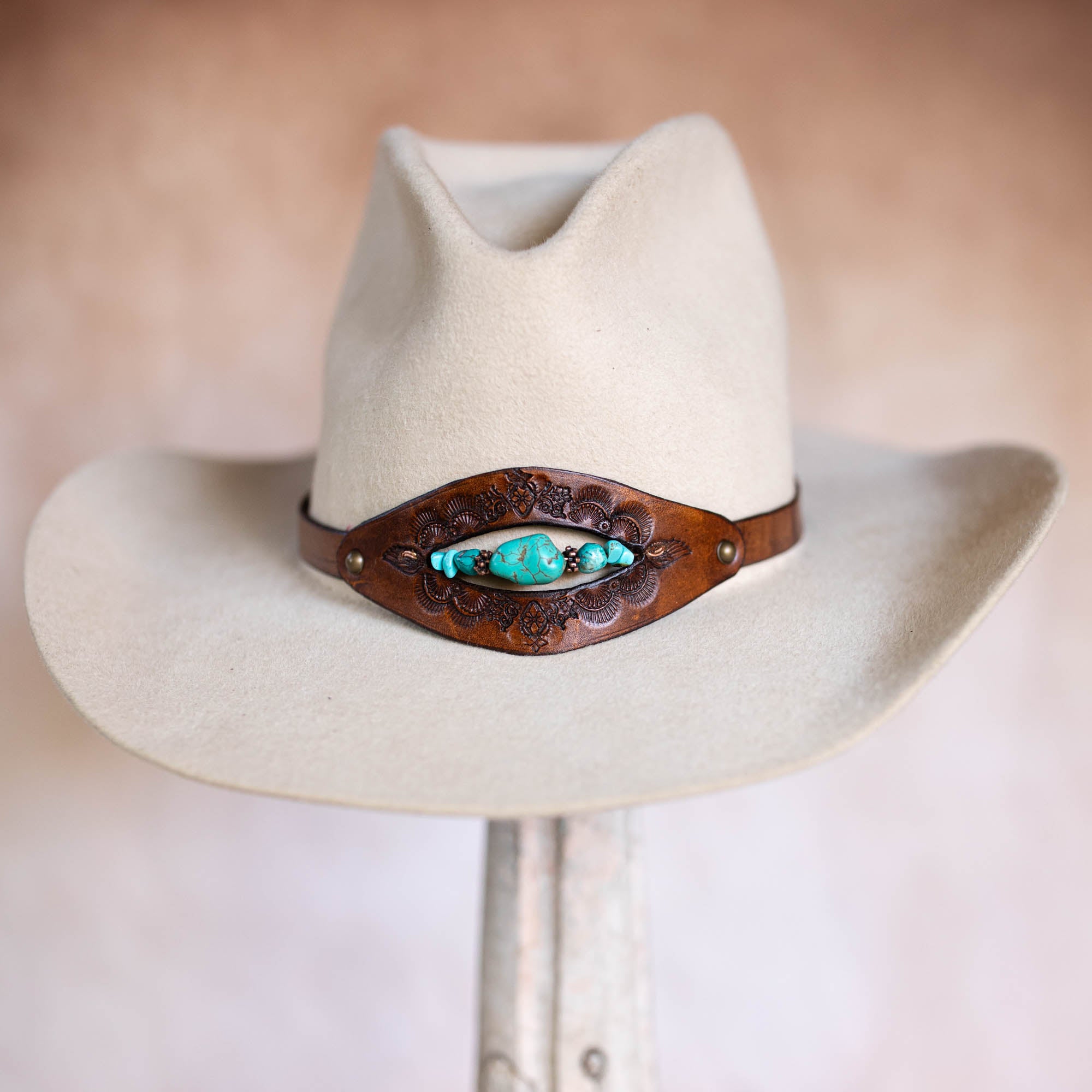 Beaded Crown Hat Band with Turquoise