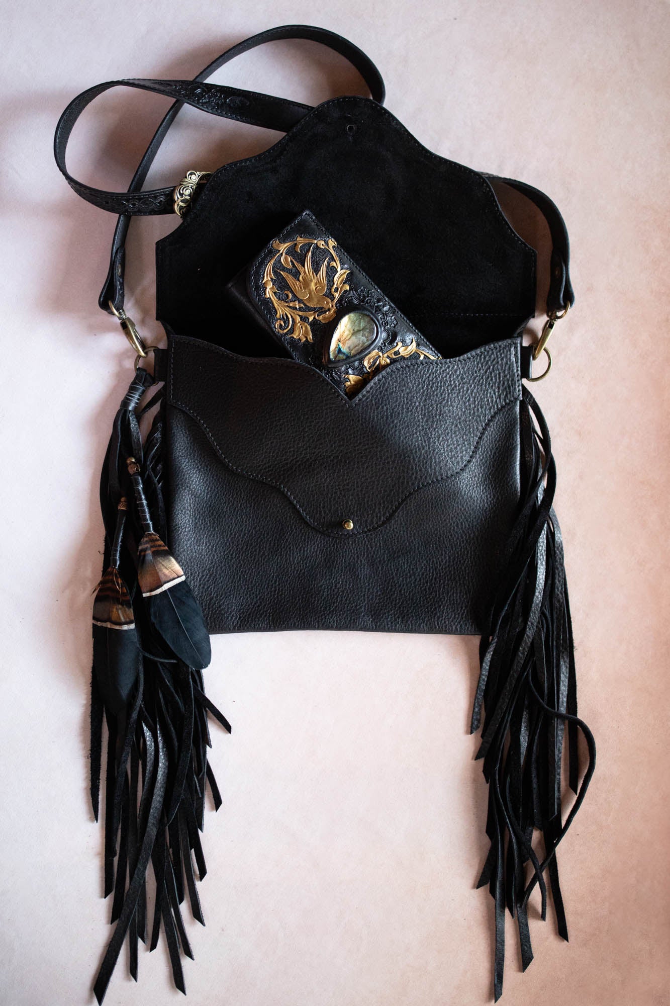 Black Magic Pegasus Gypsy Wanderer Bag with Labradorite