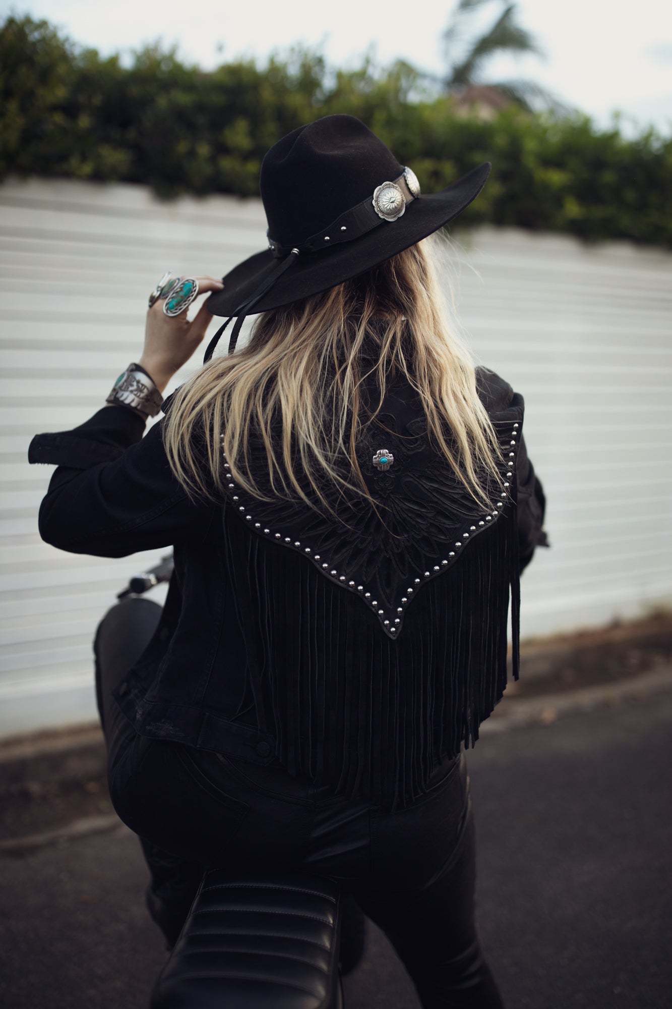 Denim Easy Rider Tasseled Eagle Jacket
