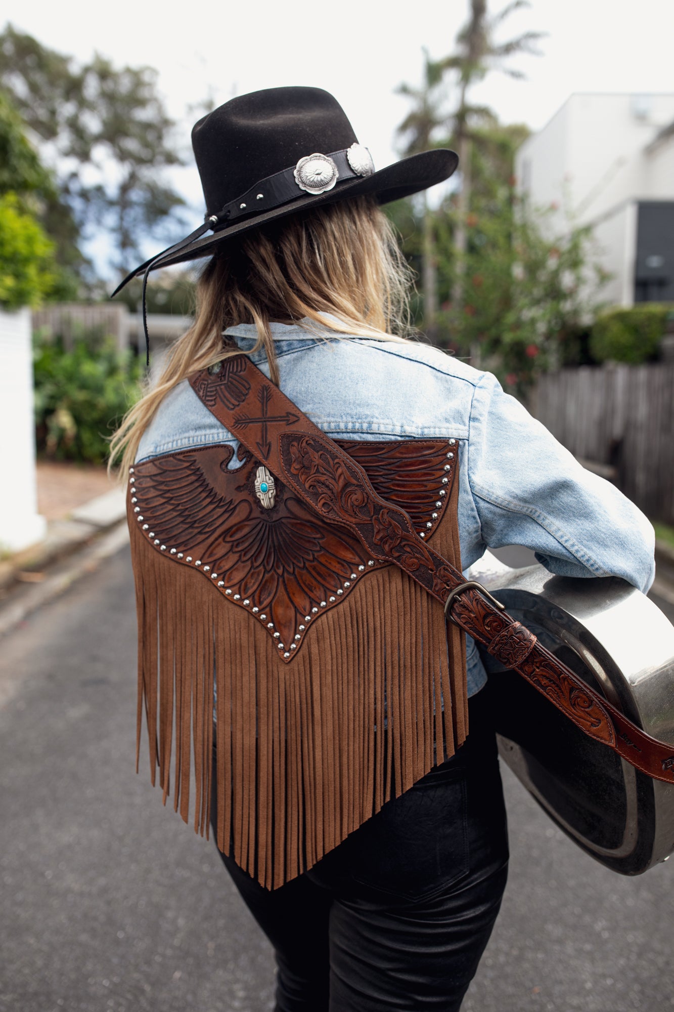 Blue Denim Easy Rider Tasseled Eagle Jacket
