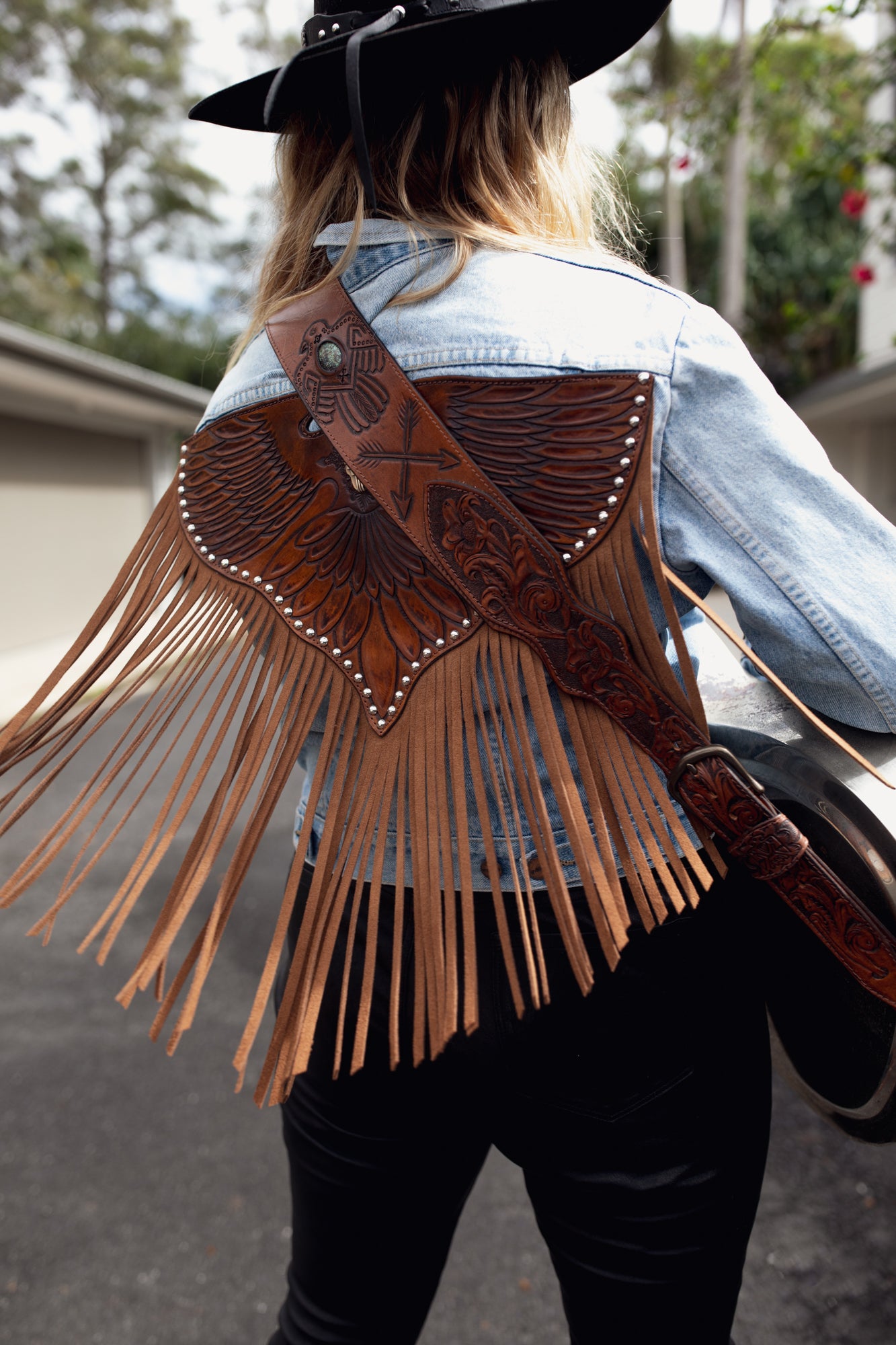 Blue Denim Easy Rider Tasseled Eagle Jacket