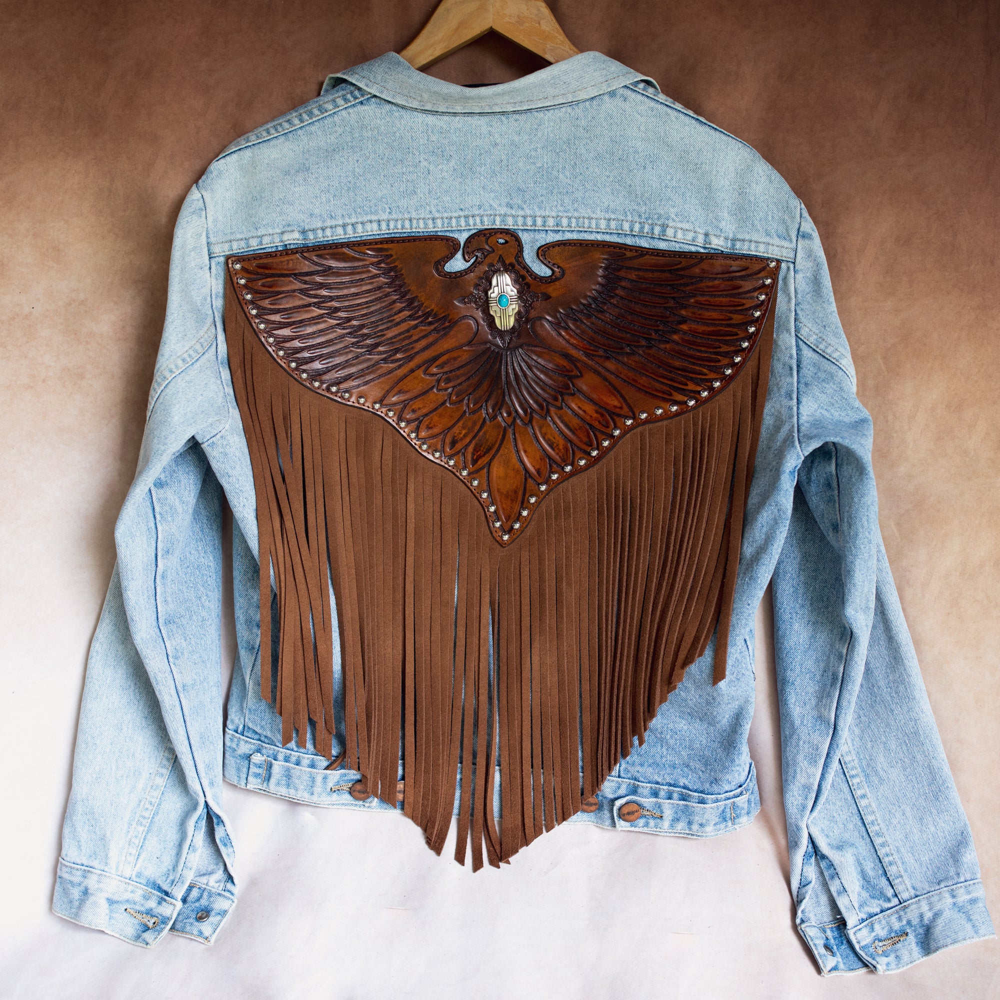 Blue Denim Easy Rider Tasseled Eagle Jacket