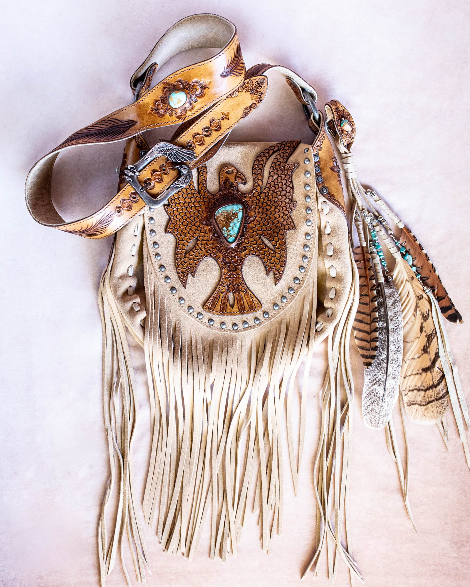 Cheyenne Eagle Bag with Number 8 Turquoise