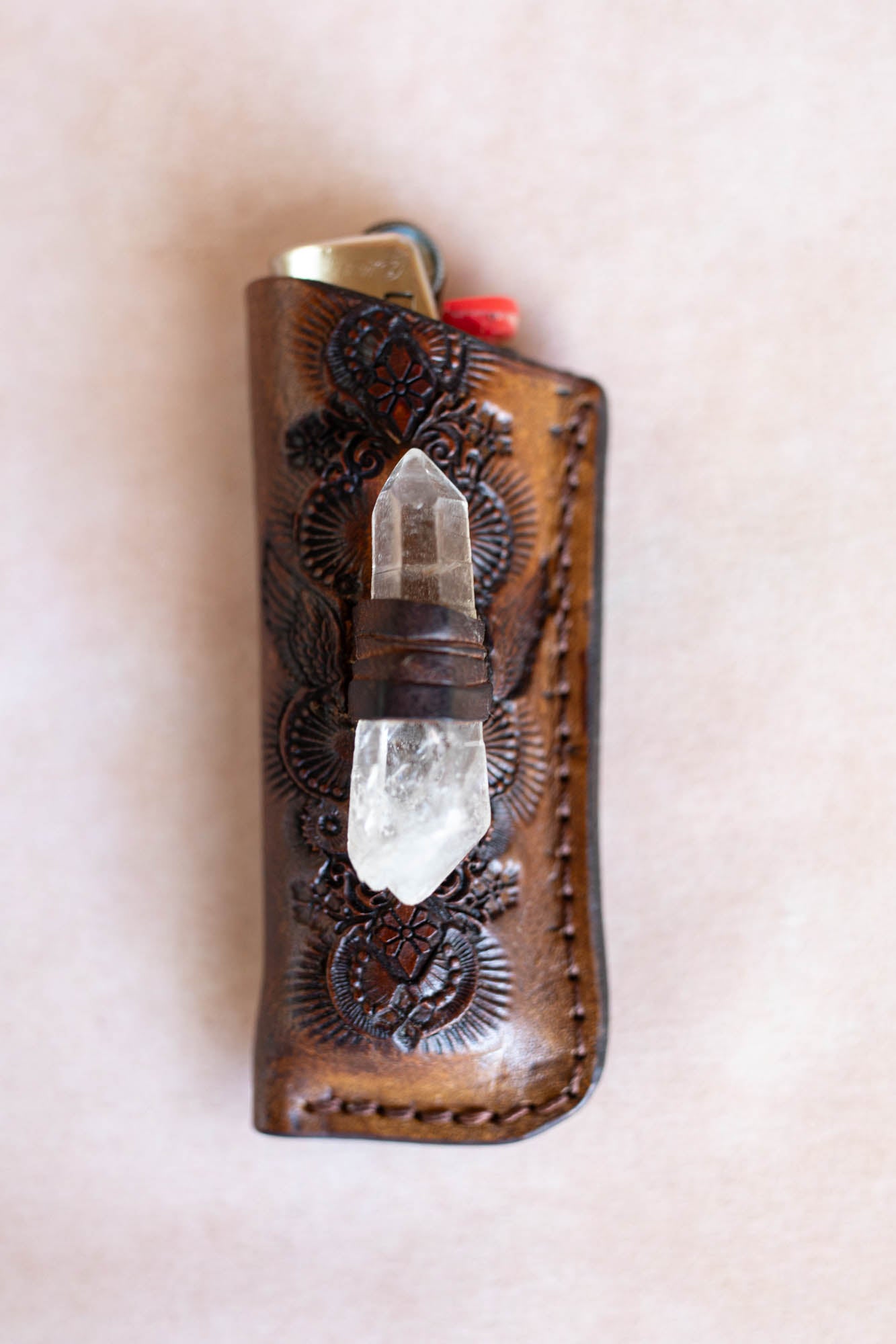 Woodstock Lighter Case with Quartz Crystal