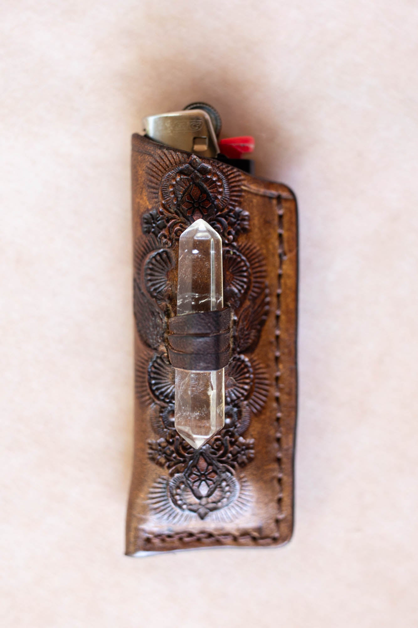 Woodstock Lighter Case with Quartz Crystal