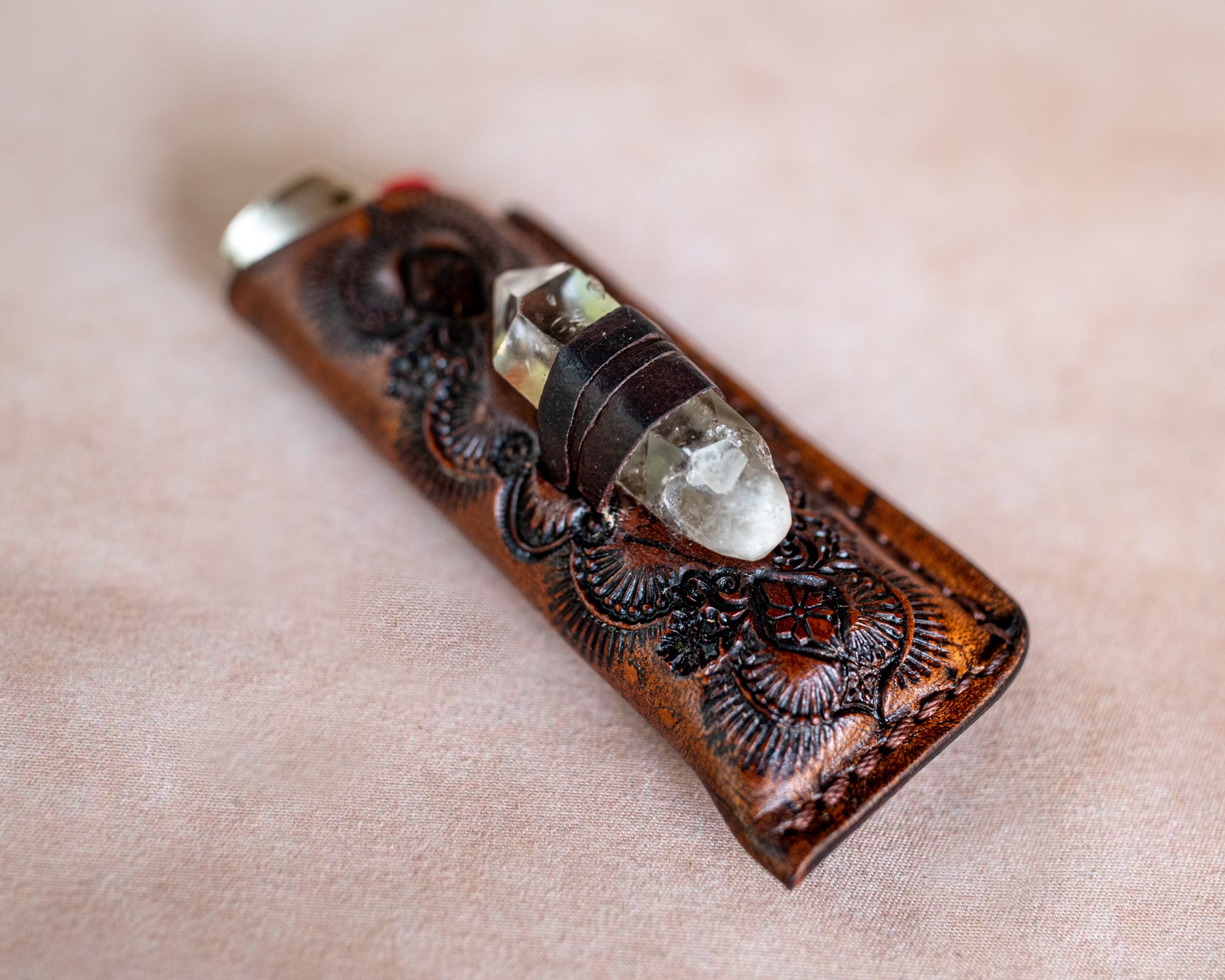 Woodstock Lighter Case with Quartz Crystal