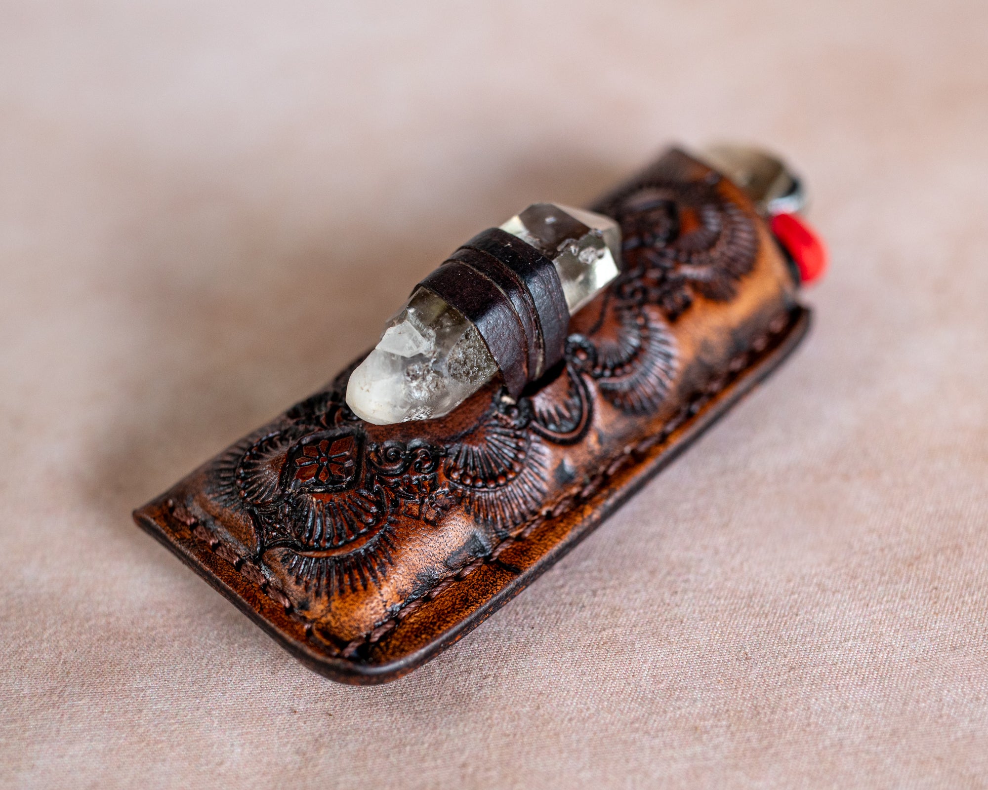 Woodstock Lighter Case with Quartz Crystal