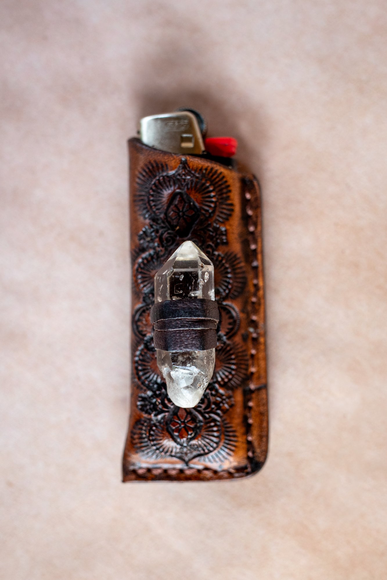 Woodstock Lighter Case with Quartz Crystal