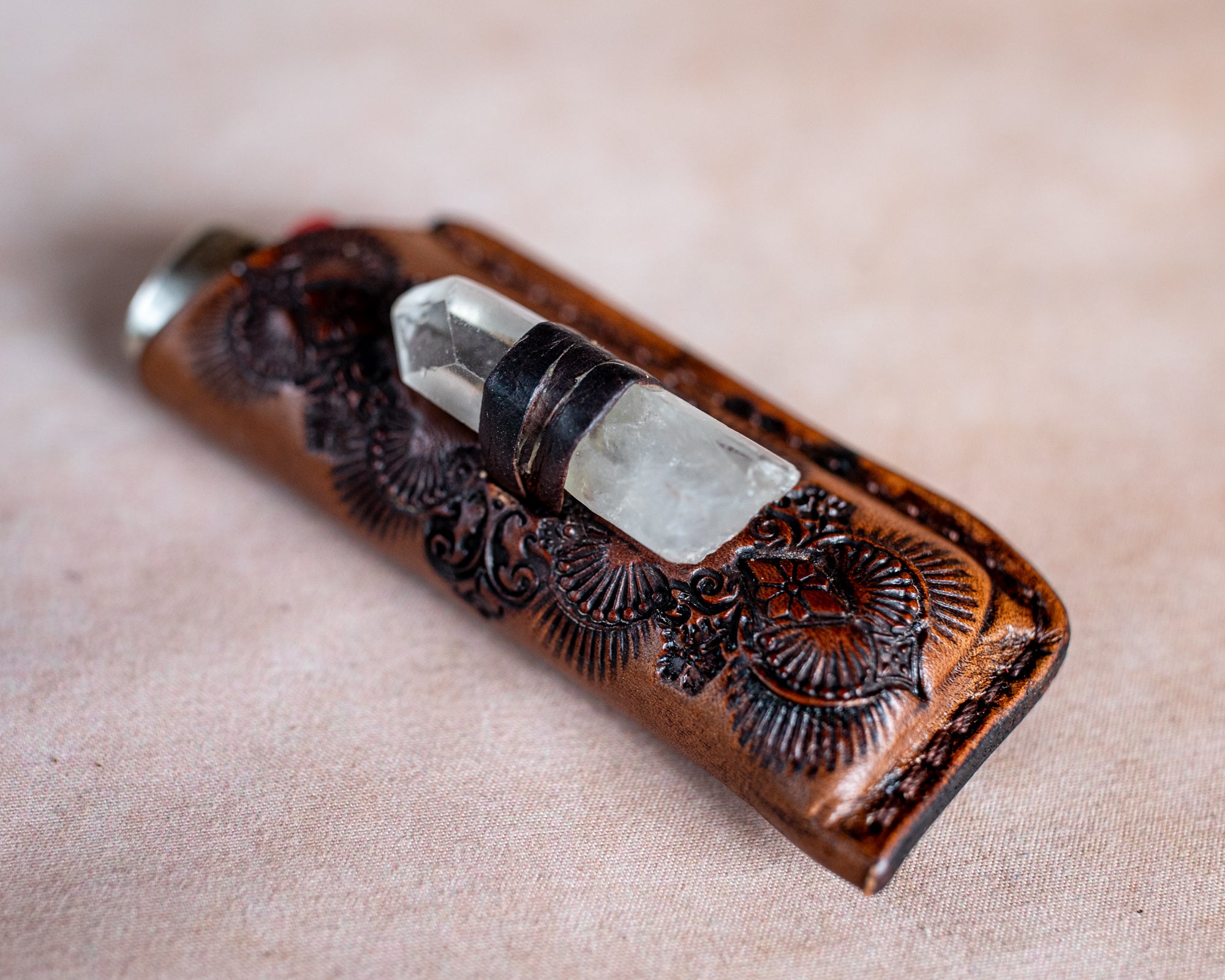 Woodstock Lighter Case with Quartz Crystal