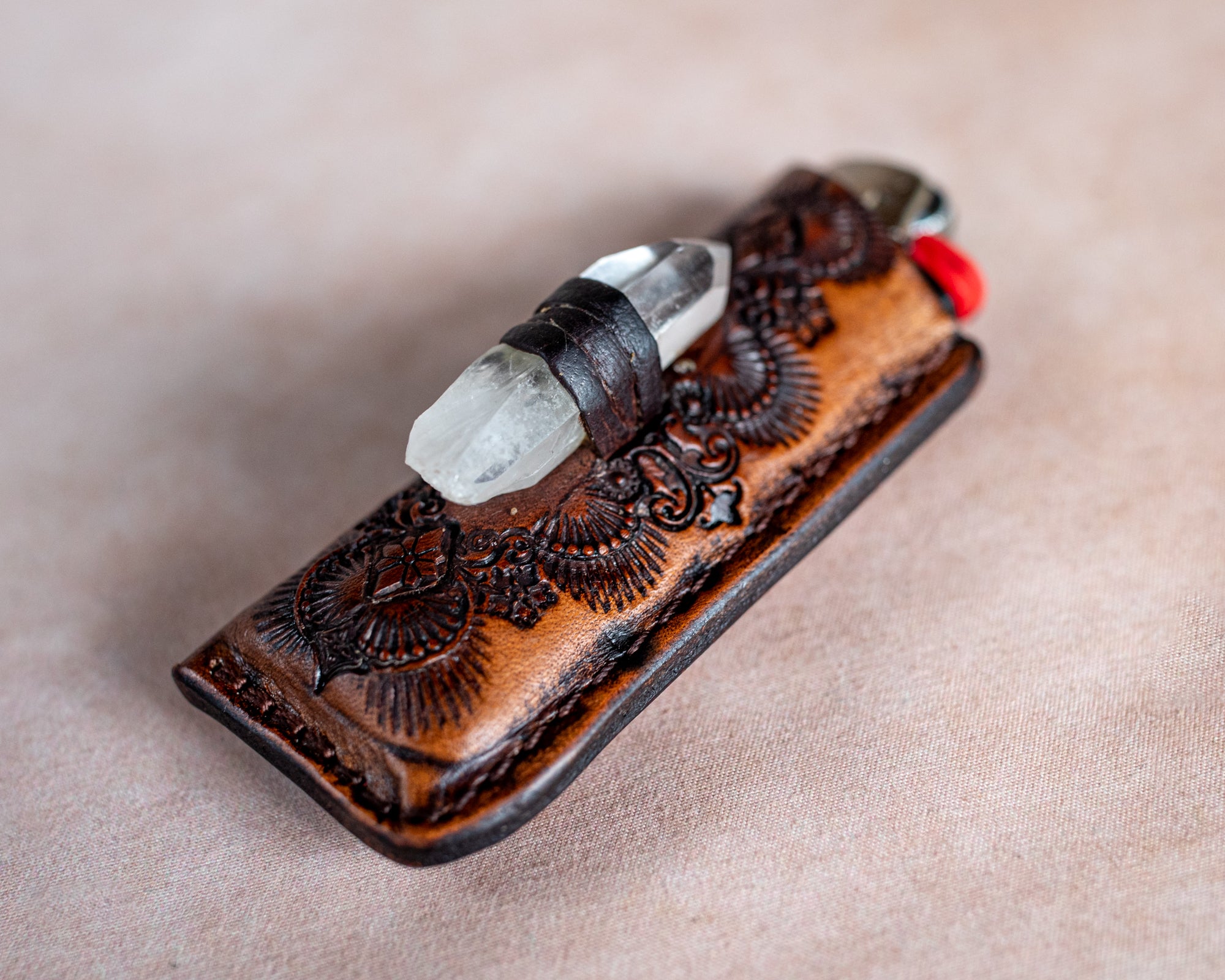 Woodstock Lighter Case with Quartz Crystal