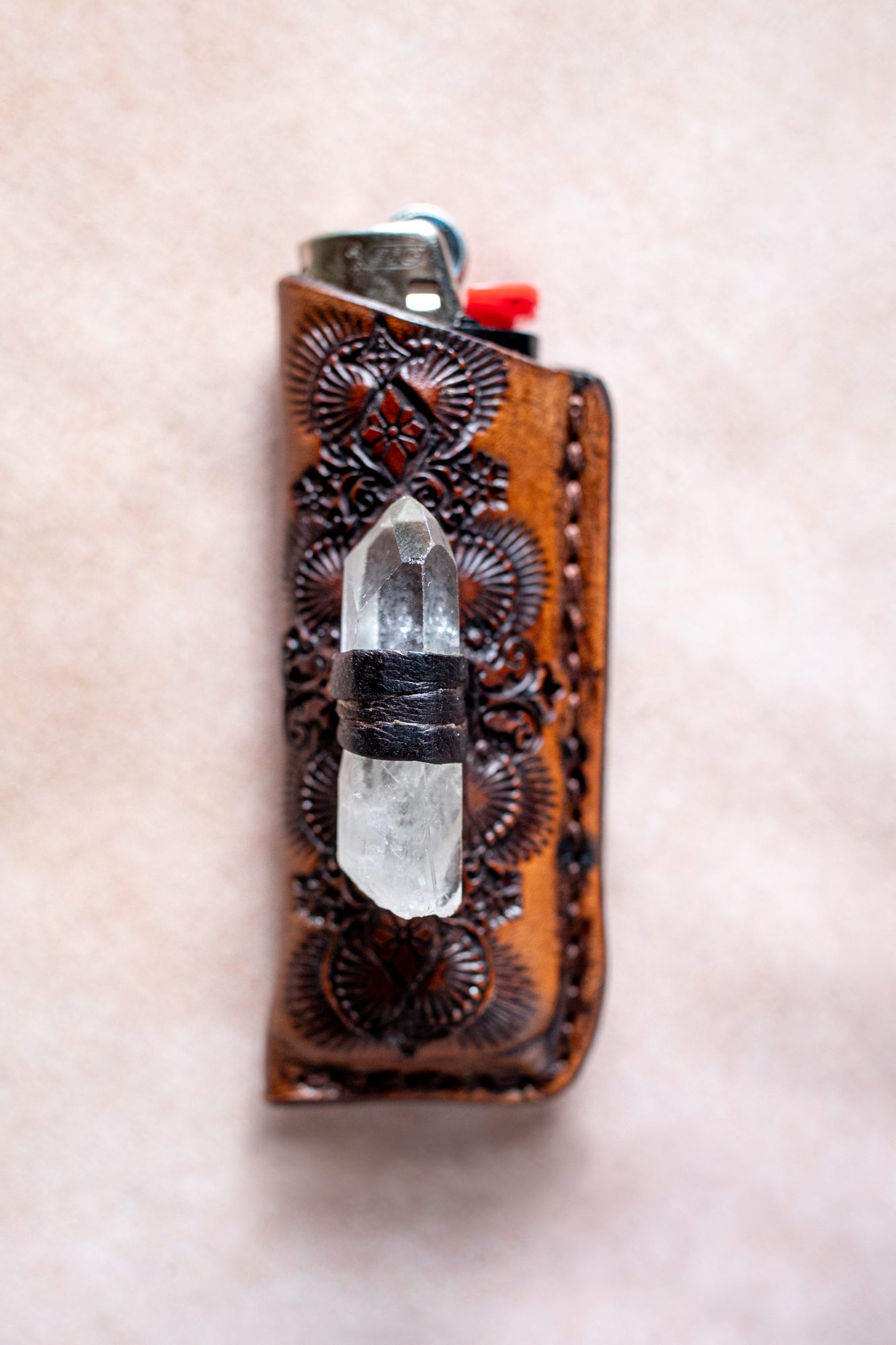 Woodstock Lighter Case with Quartz Crystal