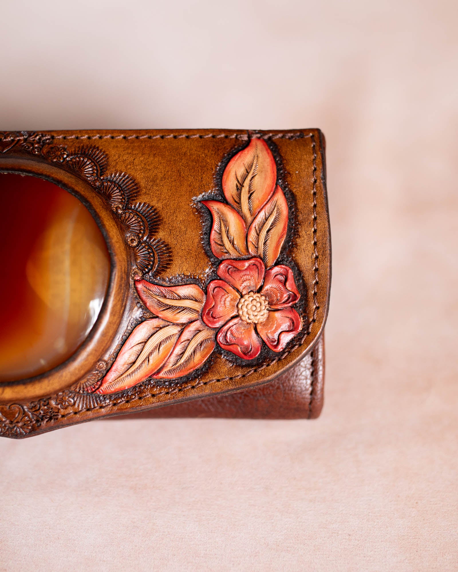 Hand Painted Flower Wallet with Carnelian