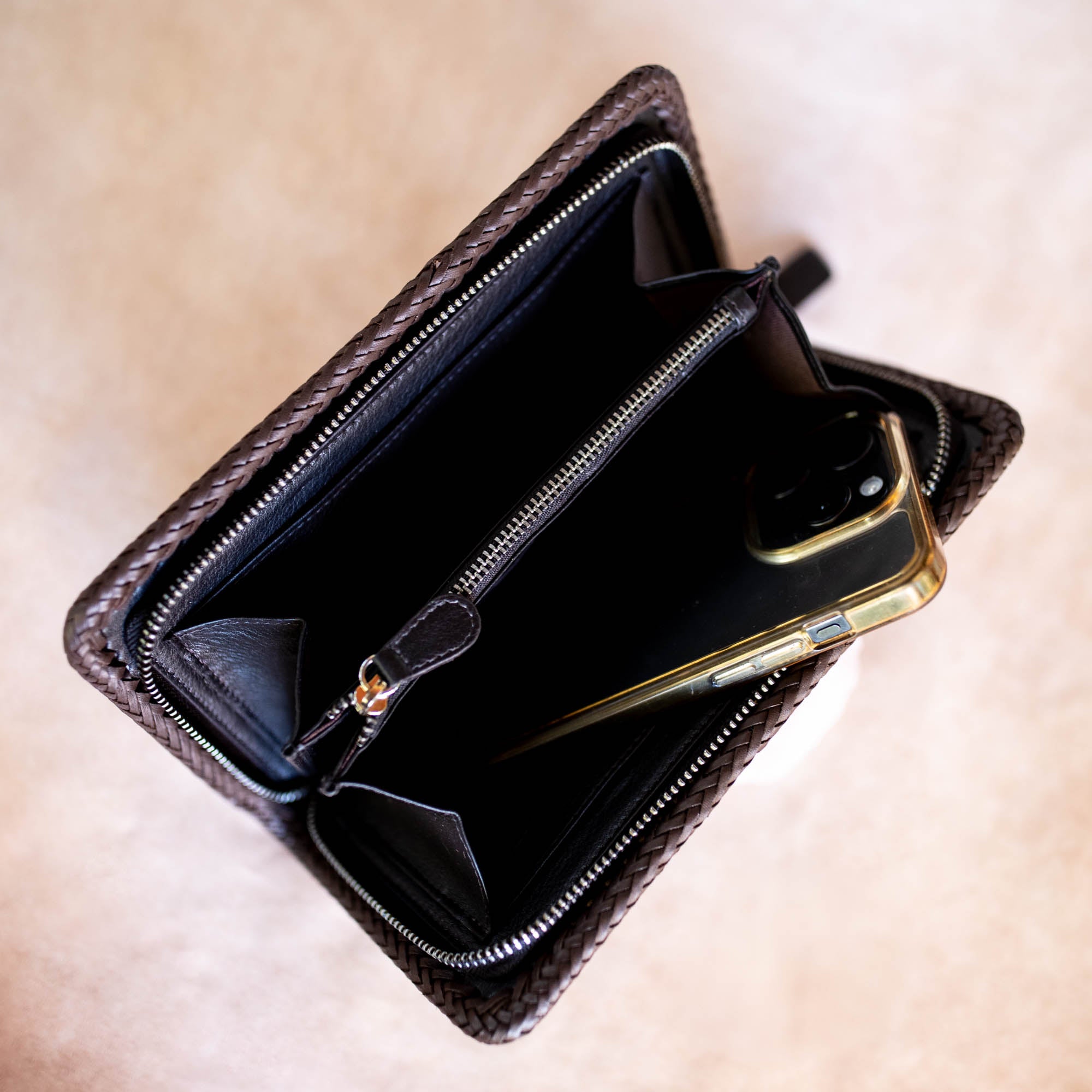 Large Eagle Feather Zip Wallet with Dragon Stone