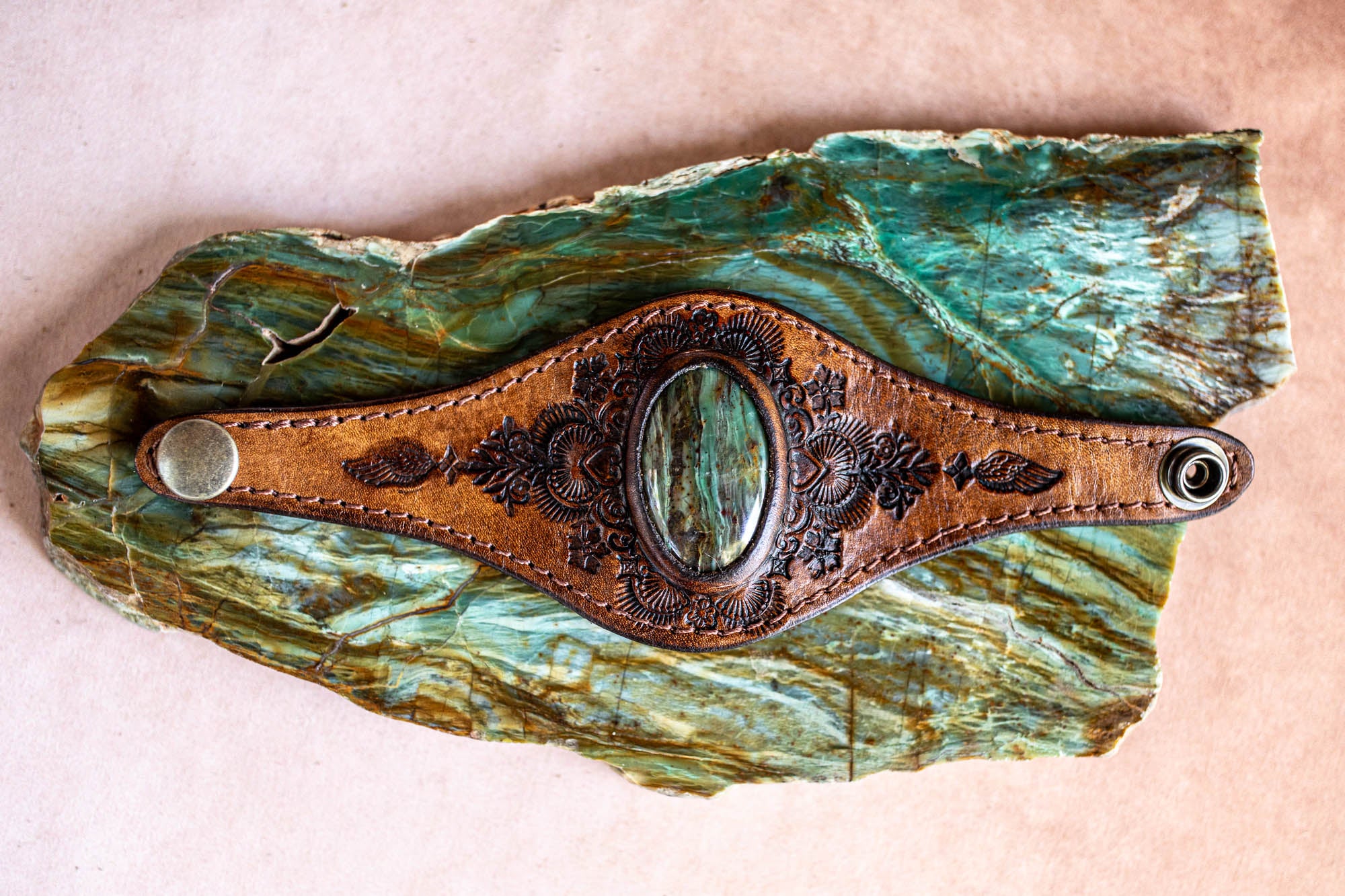 Mandala Cuff with Dragon Stone