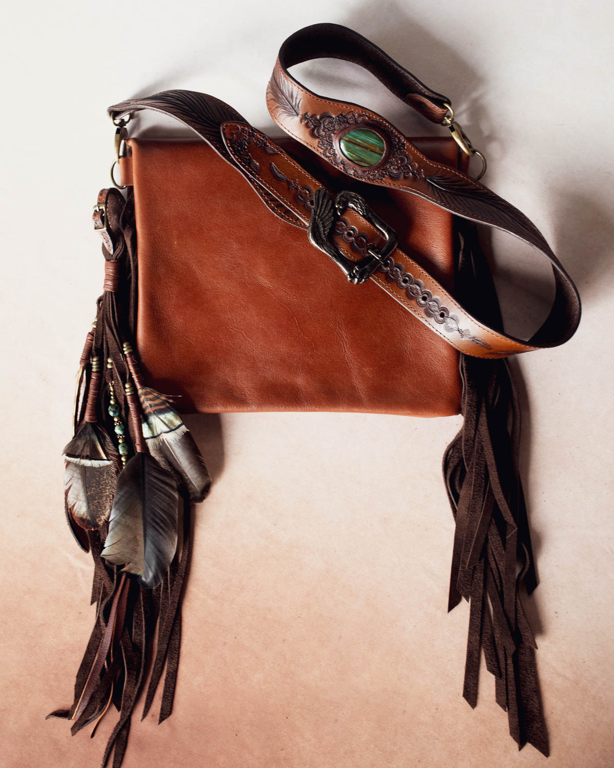 Eagle Feather Gypsy Wanderer Bag with Dragon Stone