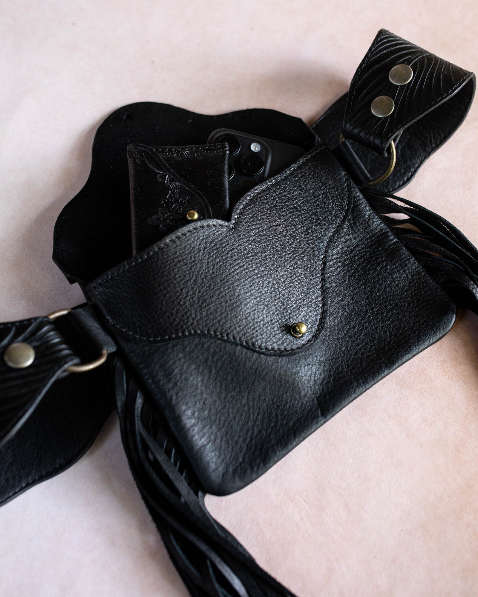 Gunslinger Feather Belt Pouch with Labradorite