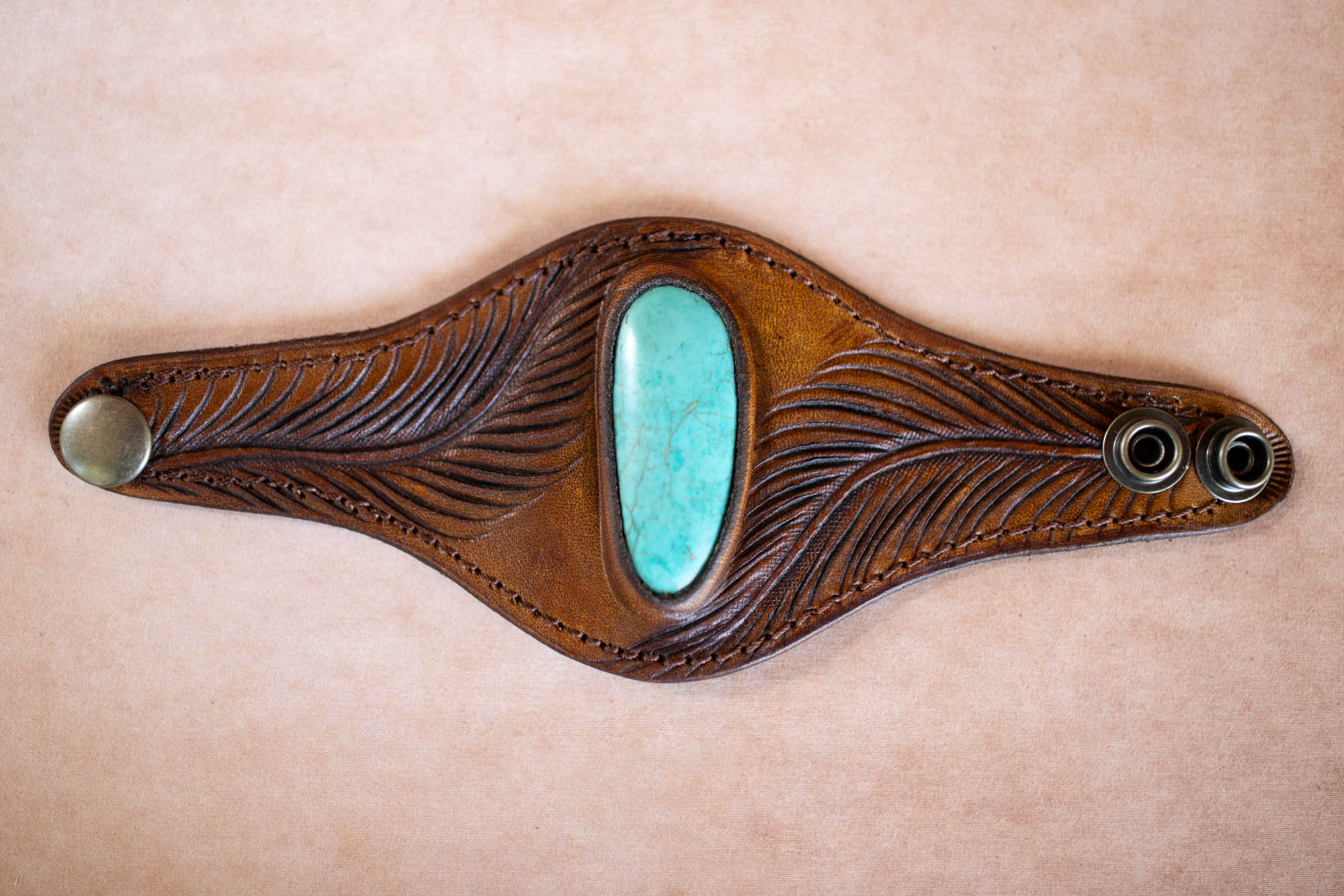 Eagle Feather Cuff with Turquoise