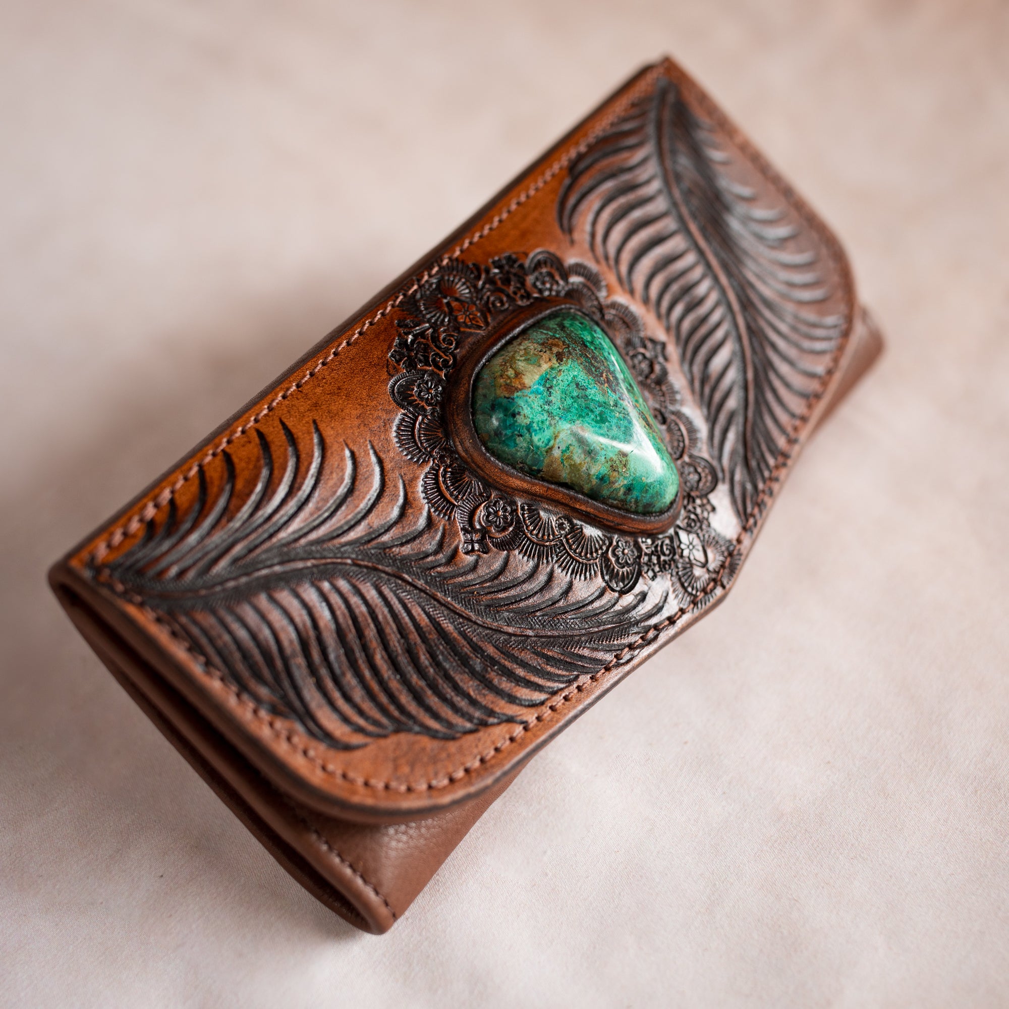 Eagle Feather Wallet with Chrysocolla