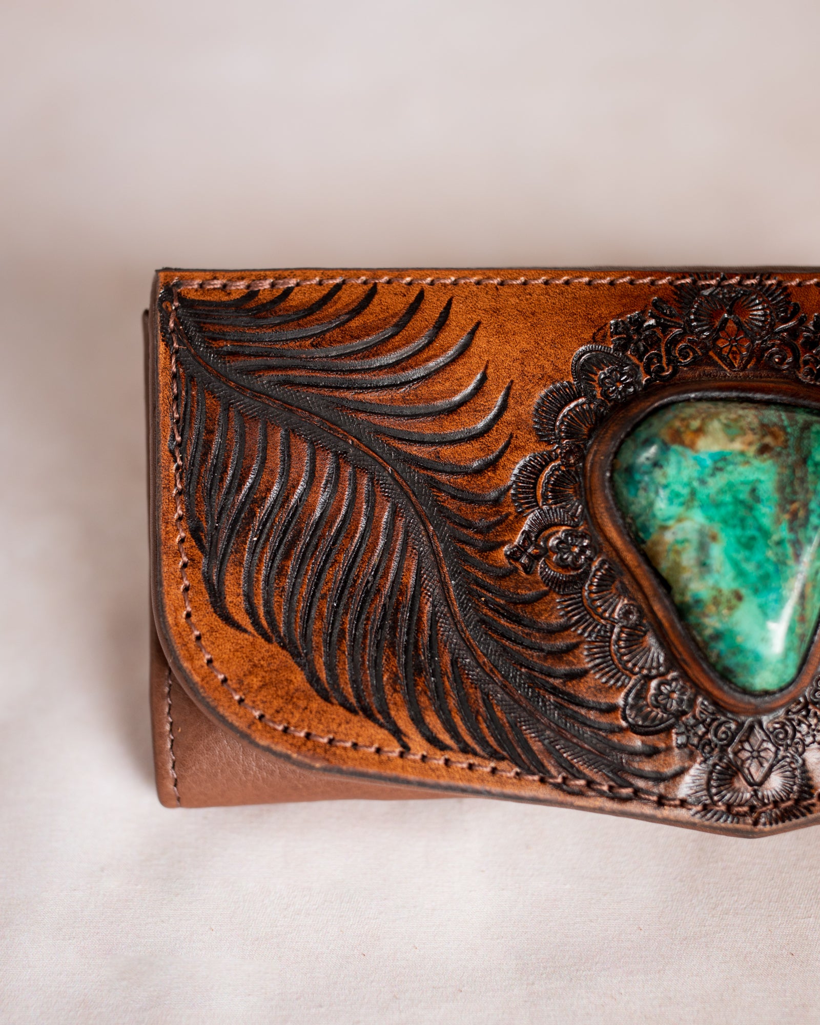 Eagle Feather Wallet with Chrysocolla