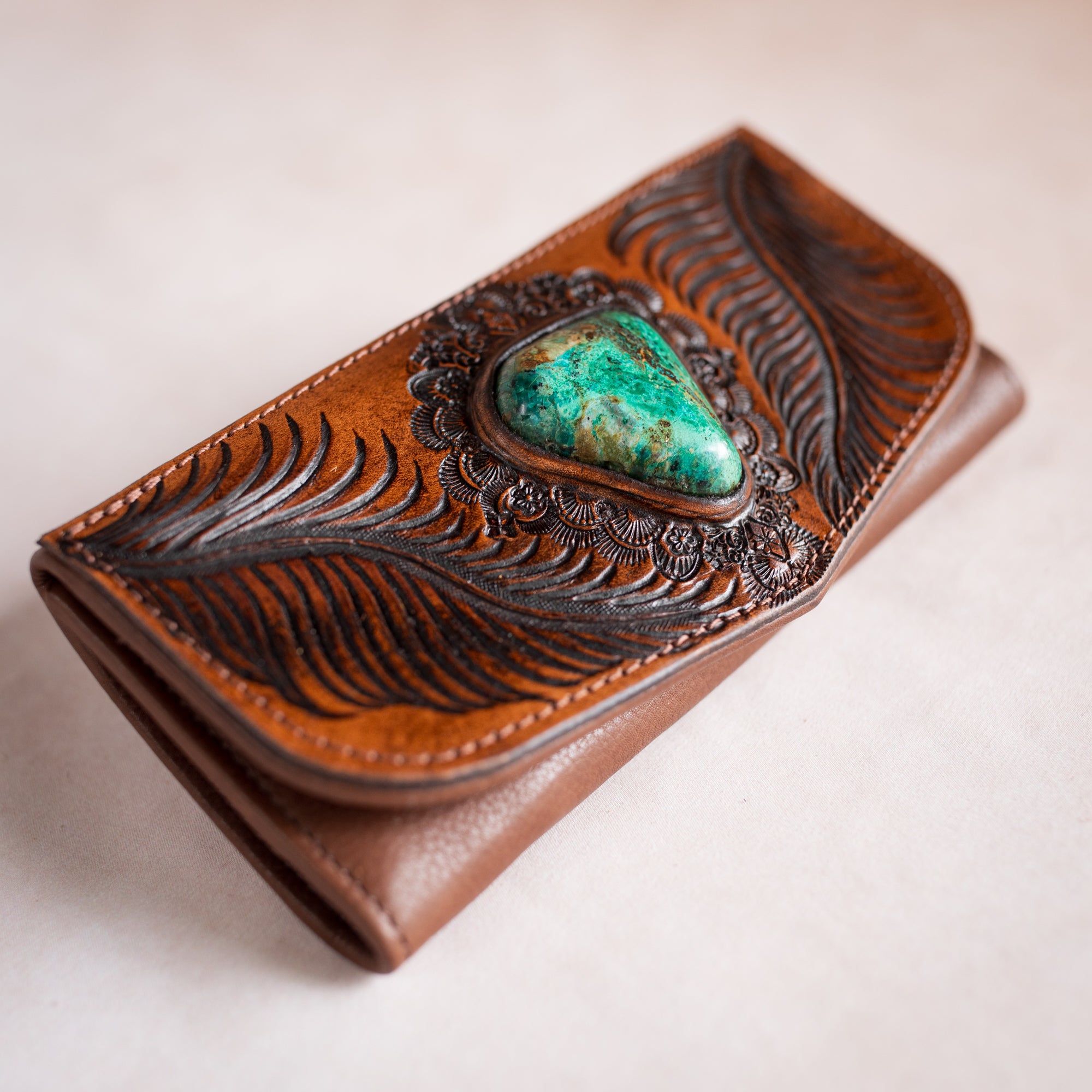 Eagle Feather Wallet with Chrysocolla