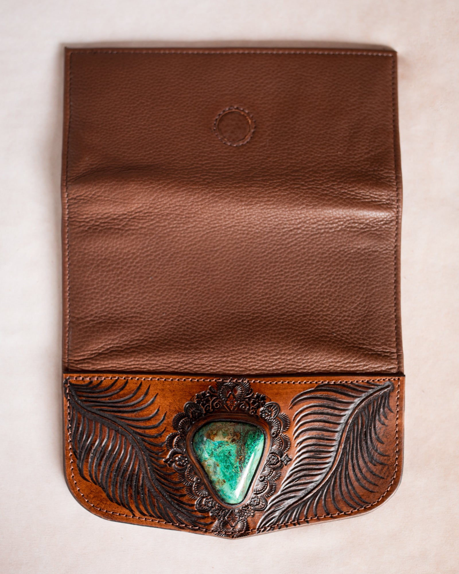 Eagle Feather Wallet with Chrysocolla