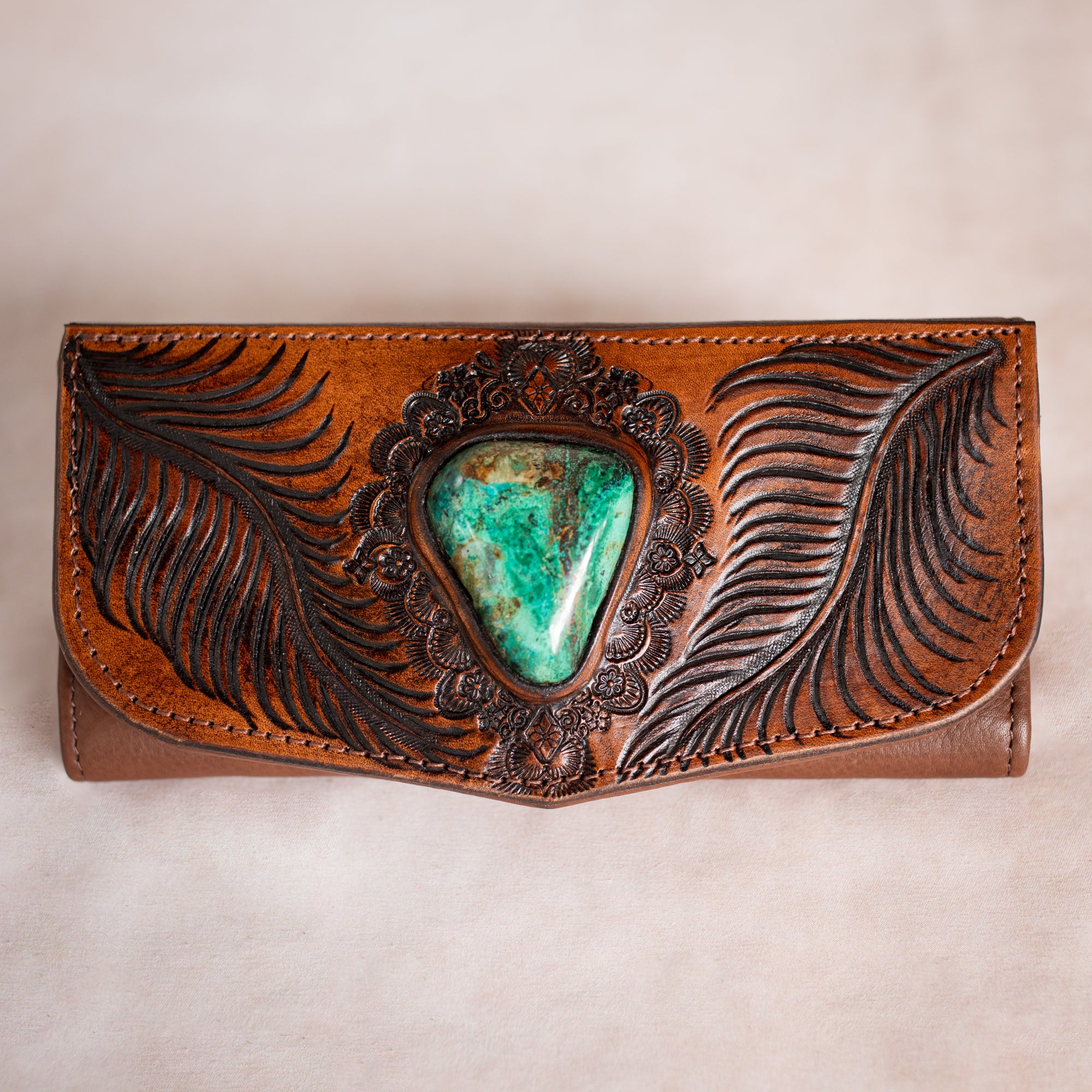 Eagle Feather Wallet with Chrysocolla