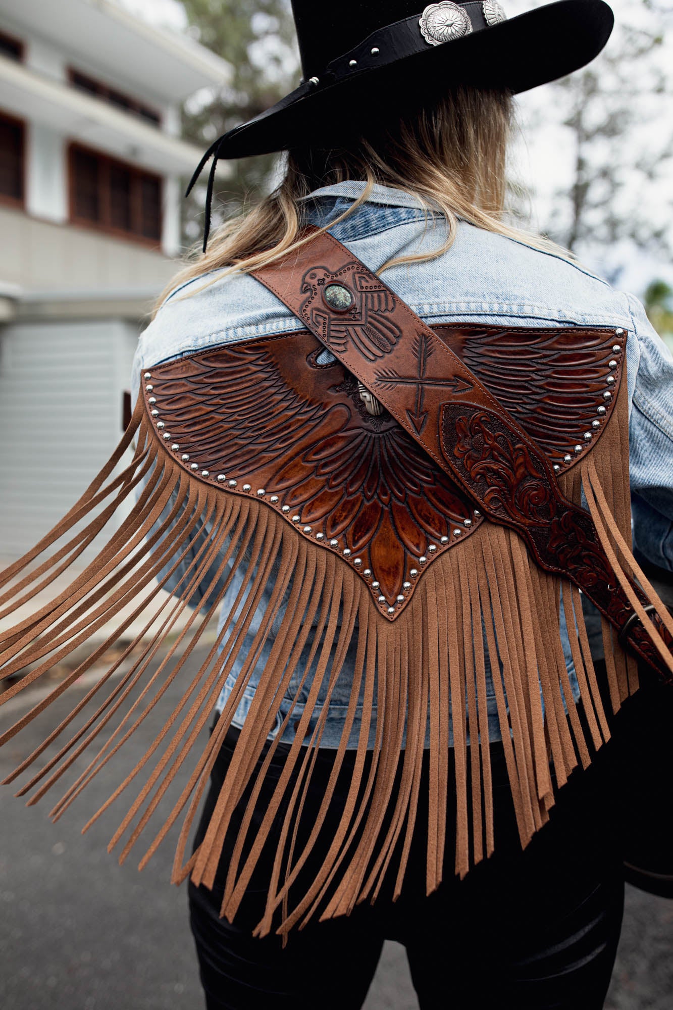 Thunderbird Guitar Strap with Turquoise