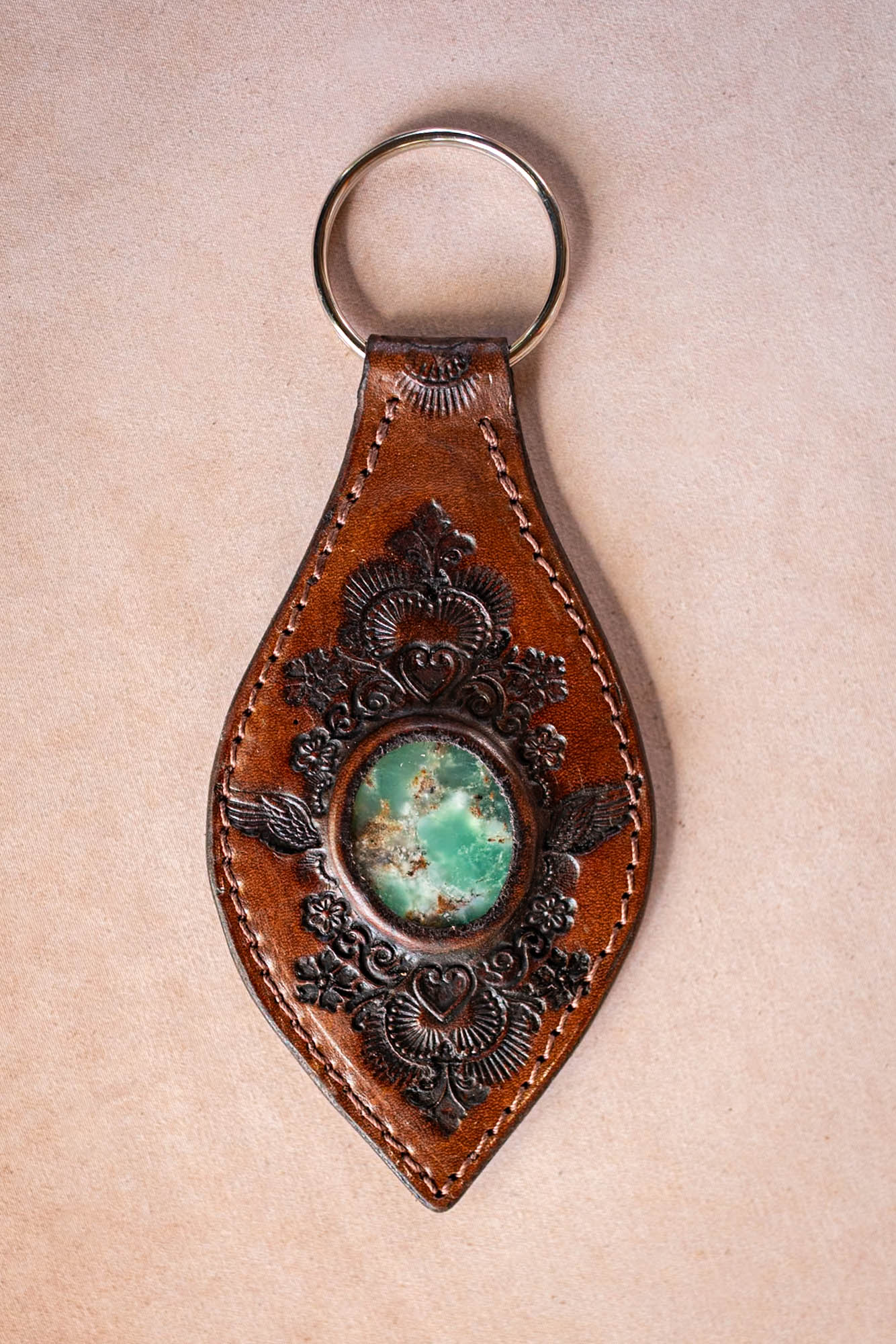 Mandala Key Ring with Chrysoprase