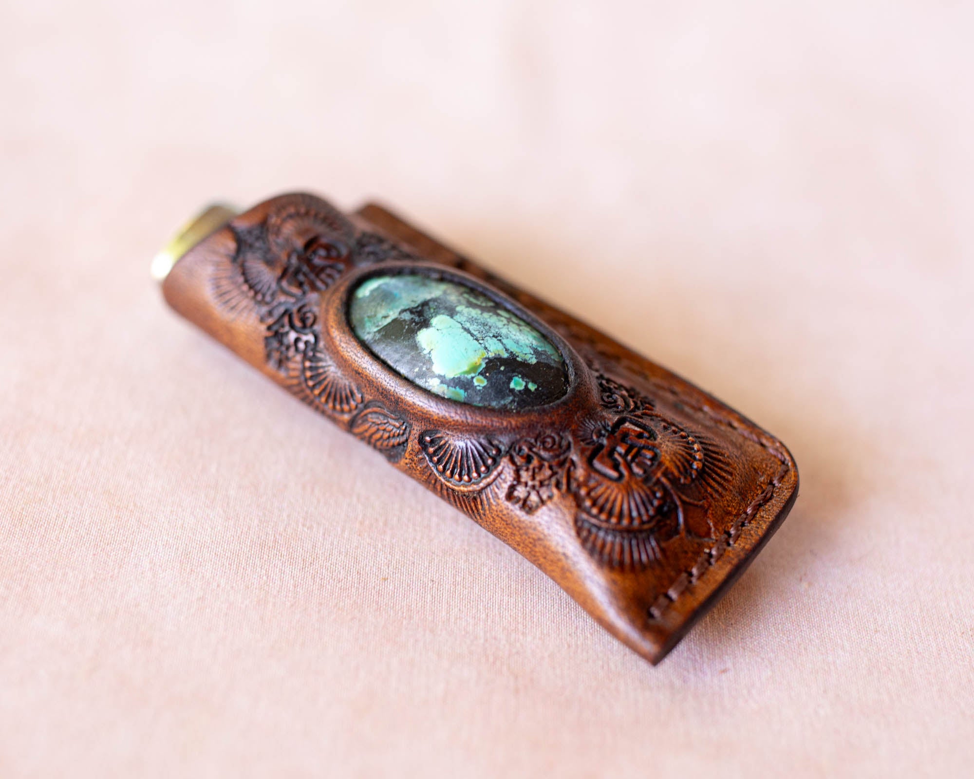 Woodstock Lighter Case with Turquoise