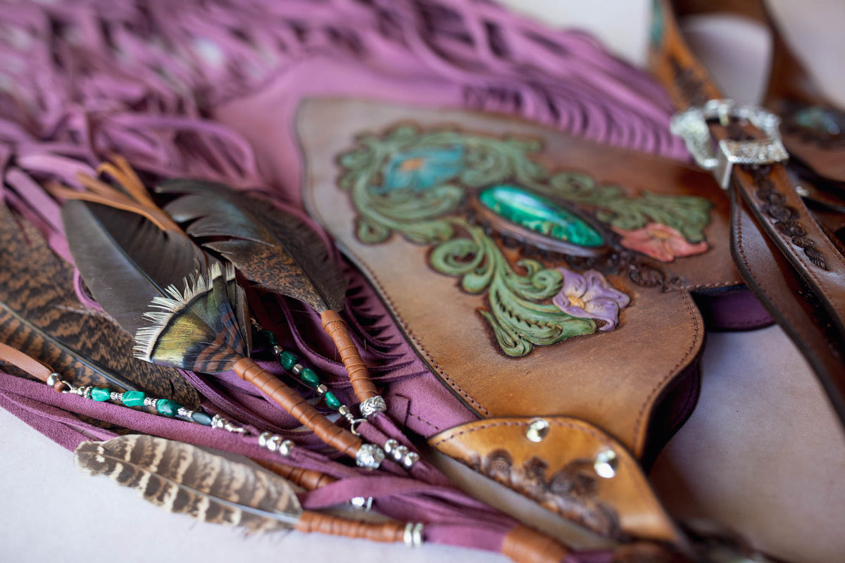 Wild West Lilly Tasselled Bag with Malachite Azurite