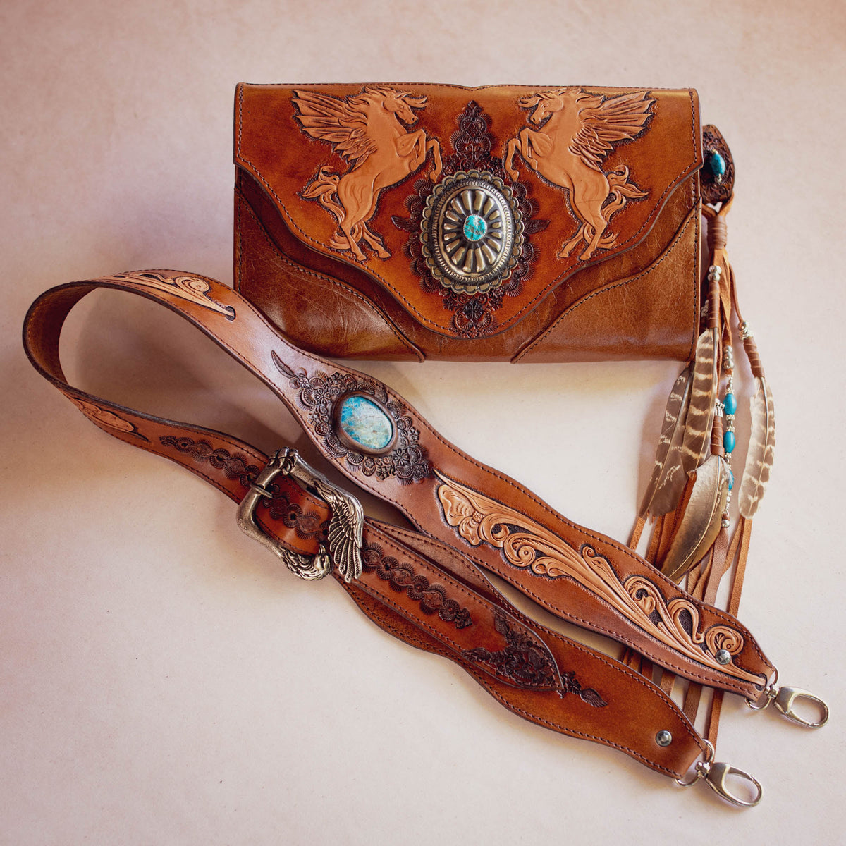 Pegasus Clutch with Navajo Concho