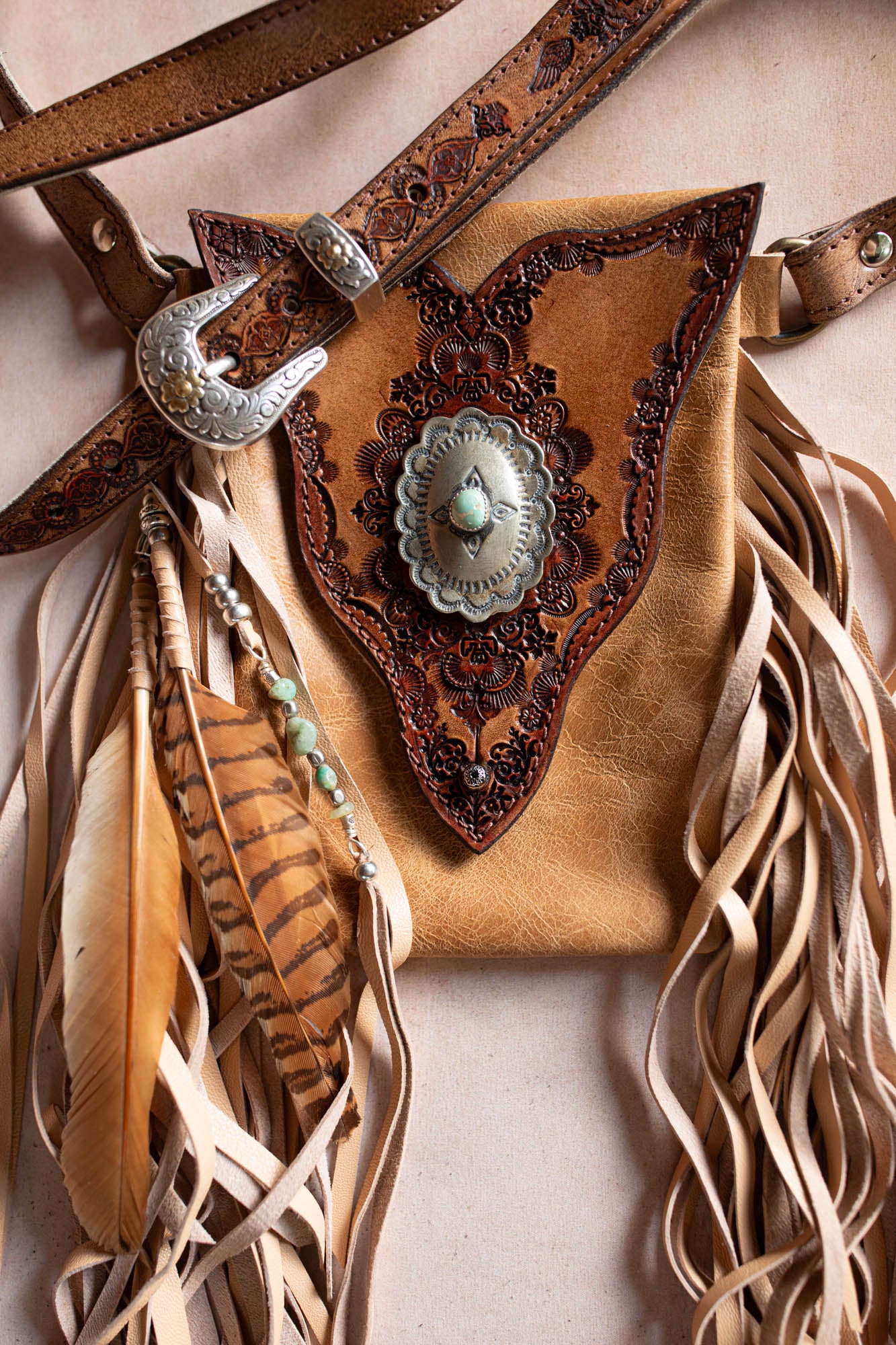 Gypsy Wanderer Phone Pouch with Navajo Concho