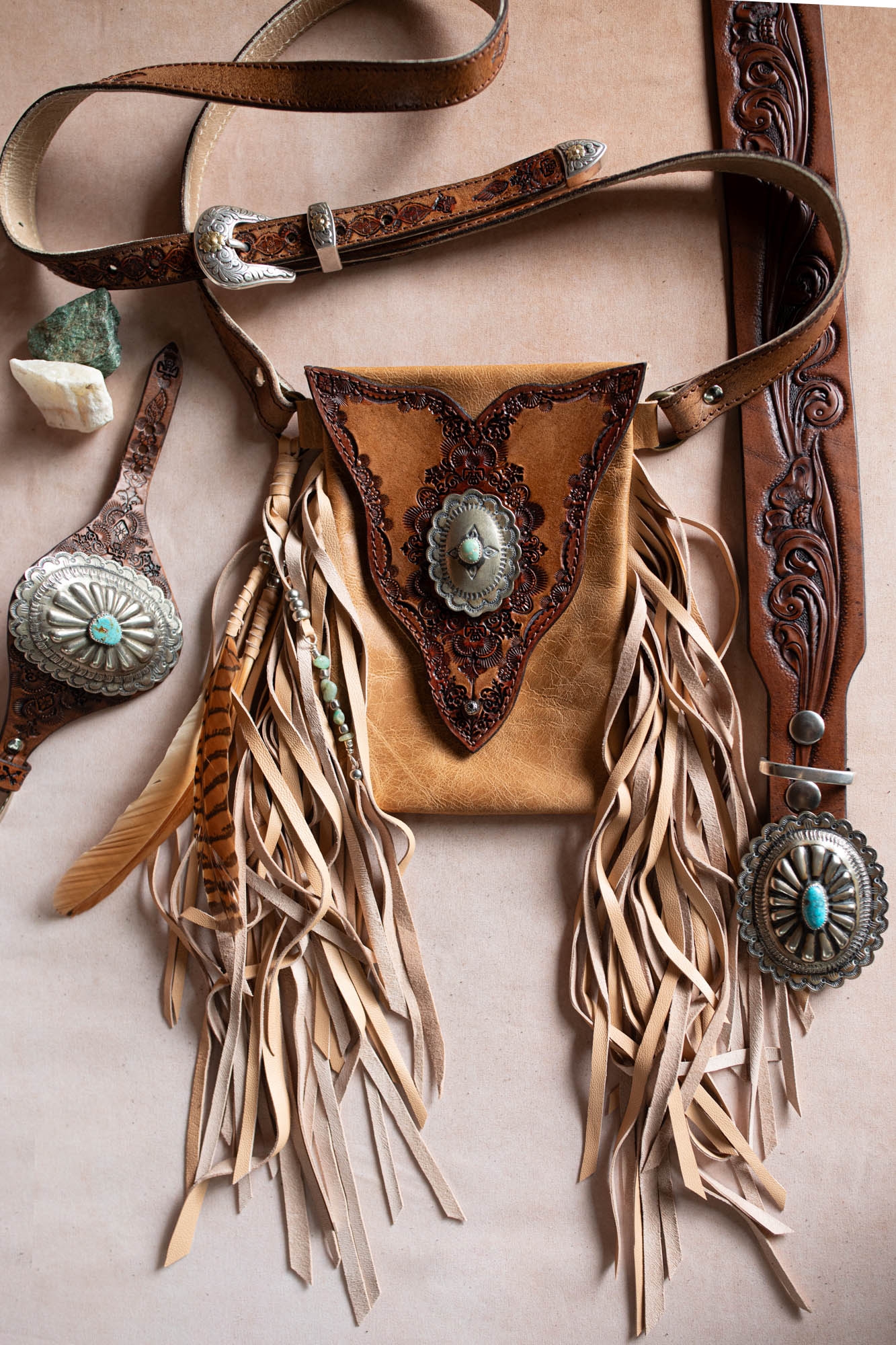 Gypsy Wanderer Phone Pouch with Navajo Concho
