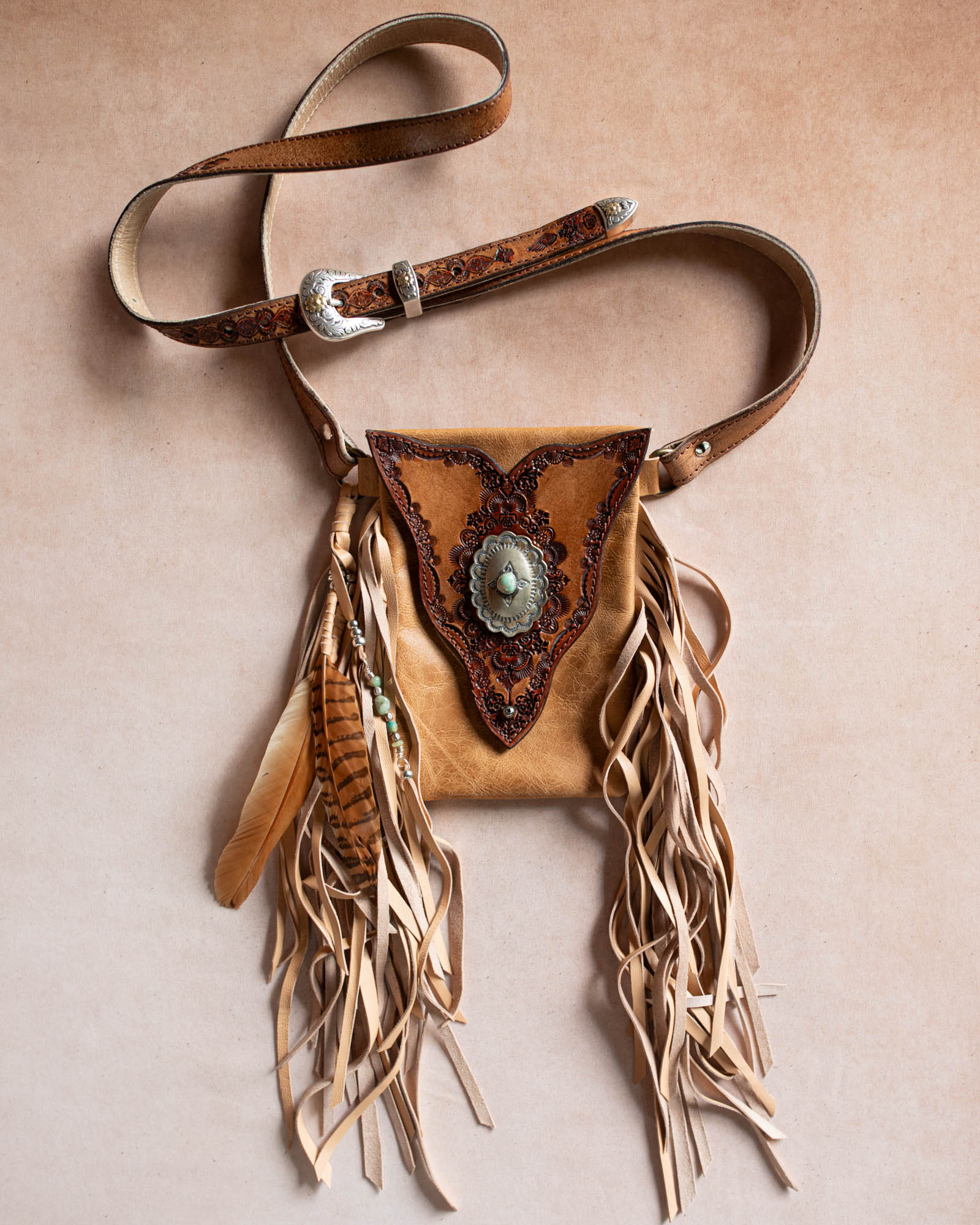 Gypsy Wanderer Phone Pouch with Navajo Concho