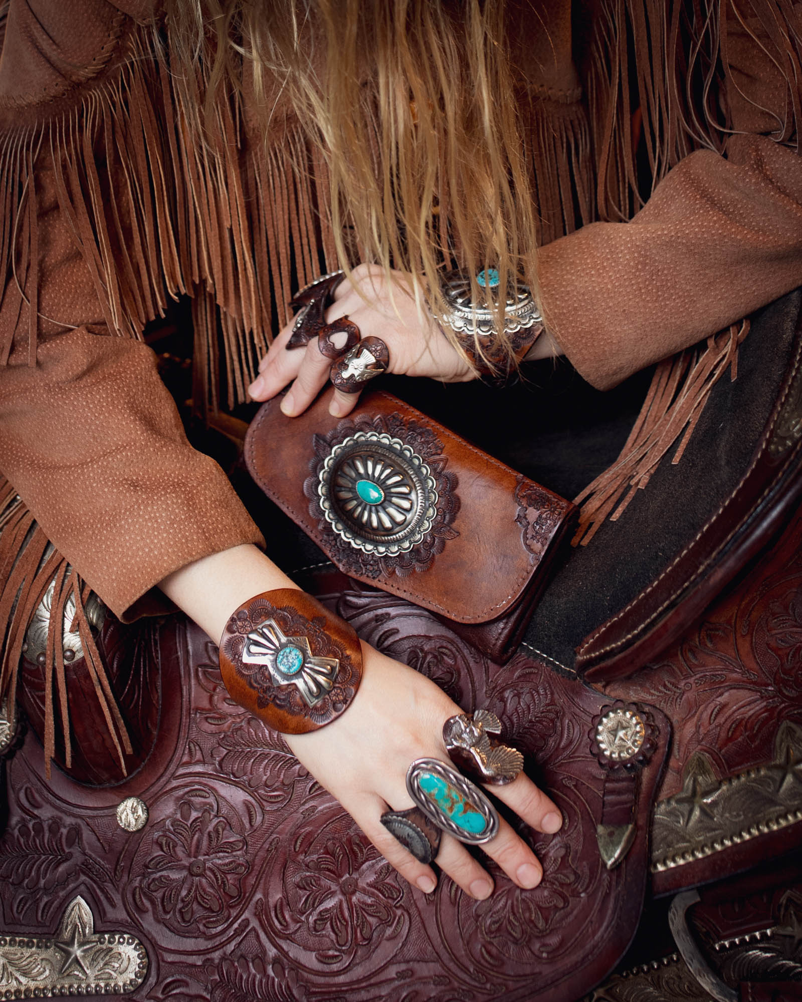 Mandala Cuff with Navajo Concho