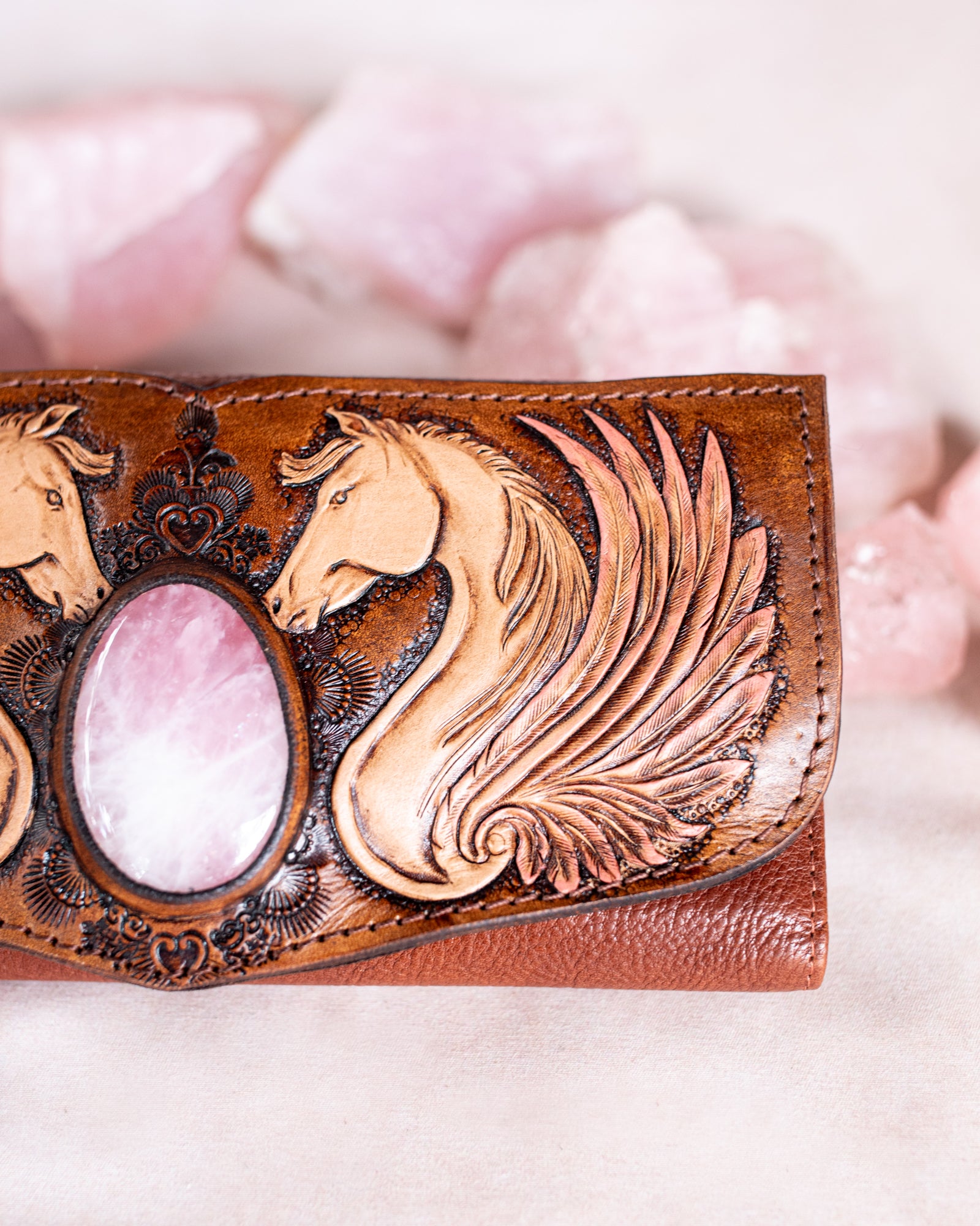 Pegasus Wallet with Rose Quartz