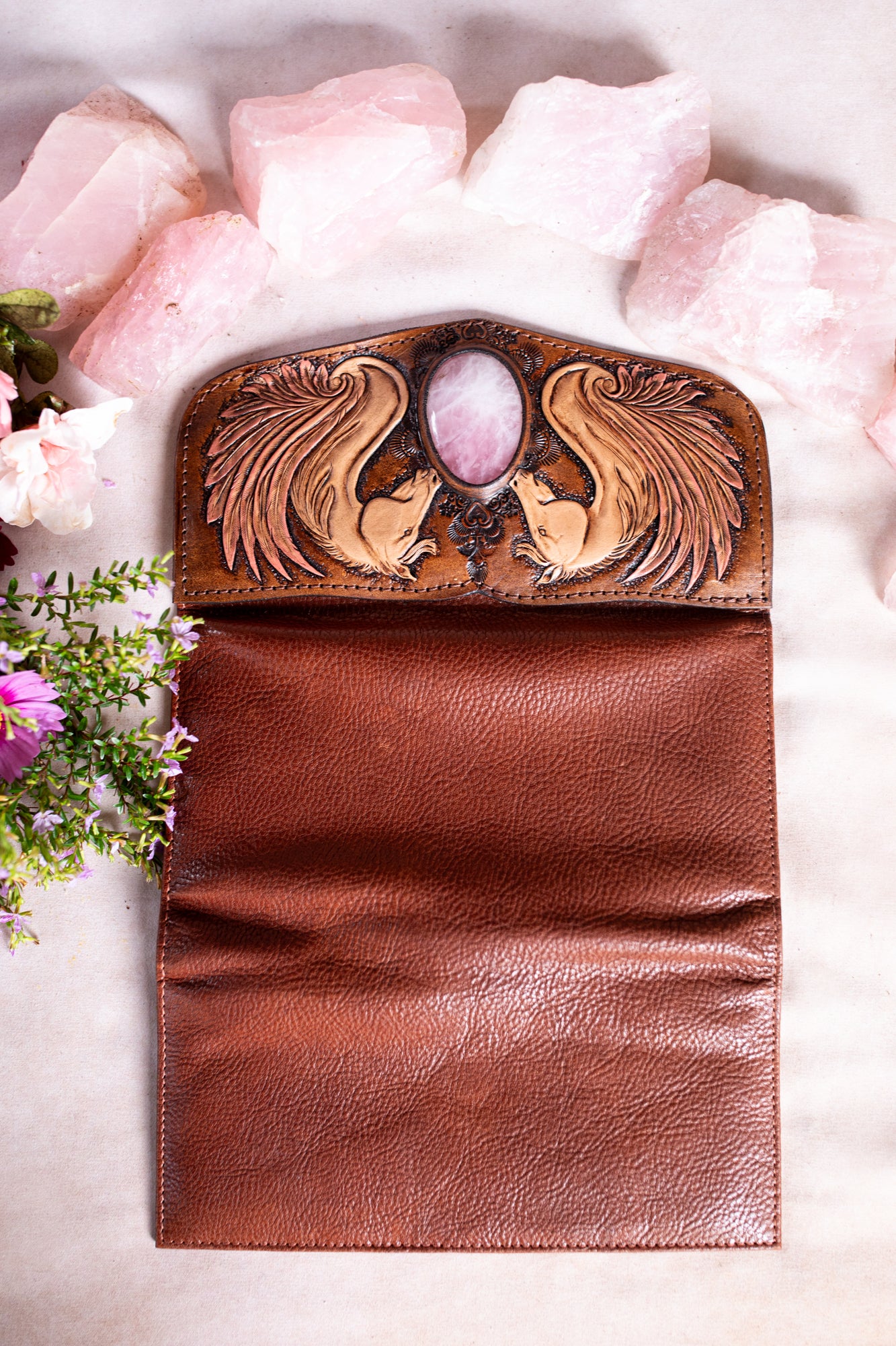 Pegasus Wallet with Rose Quartz