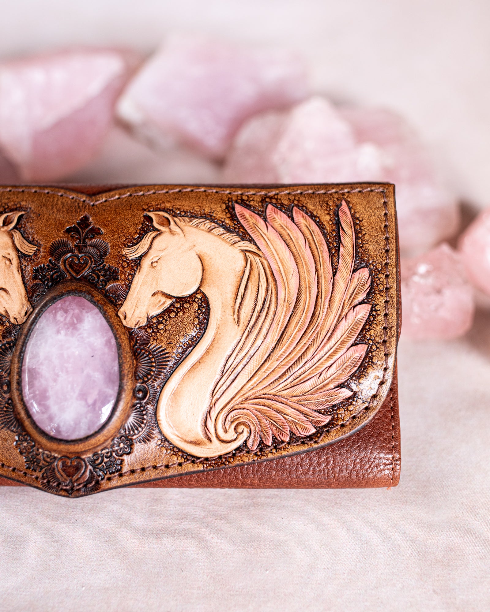 Pegasus Wallet with Rose Quartz