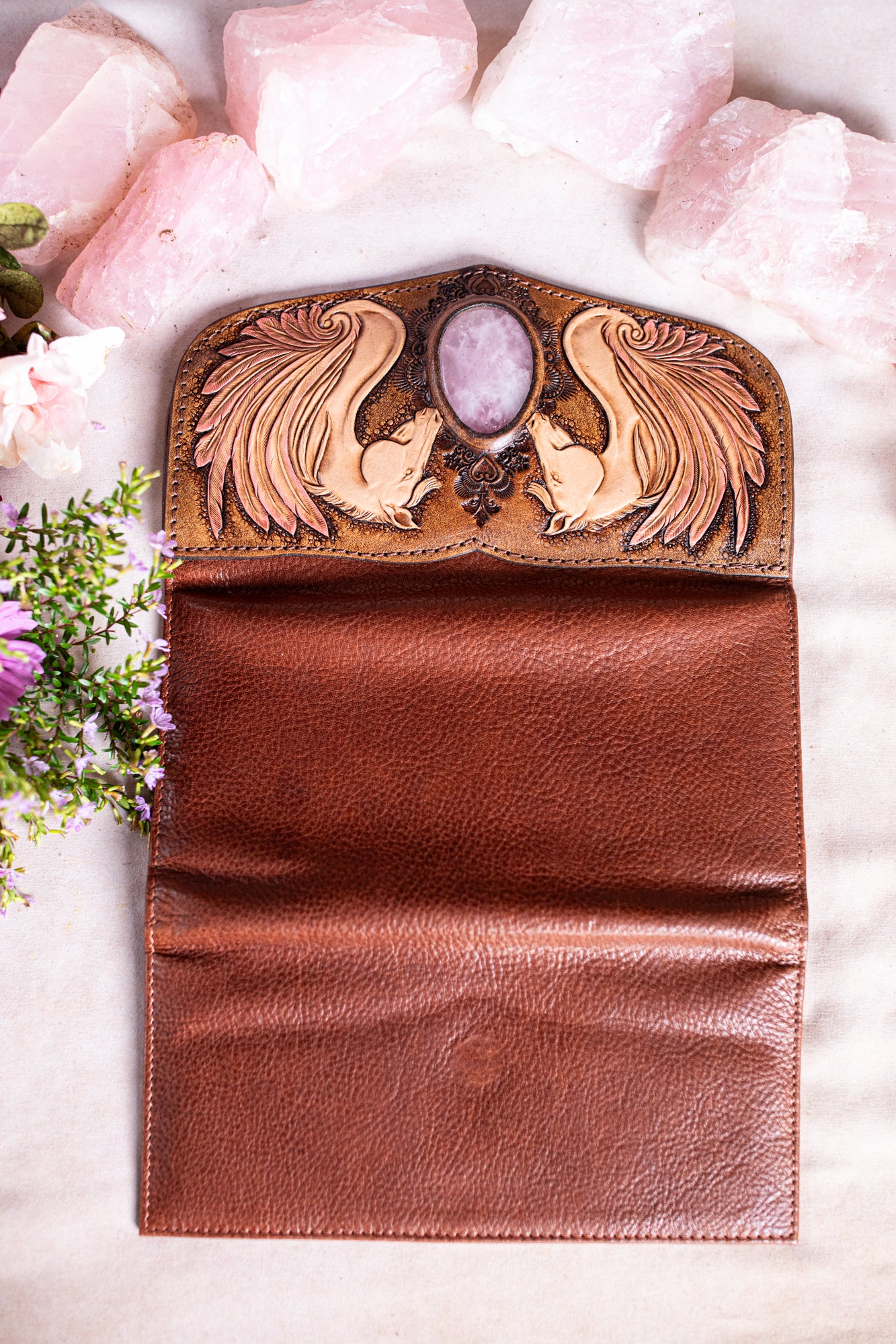 Pegasus Wallet with Rose Quartz