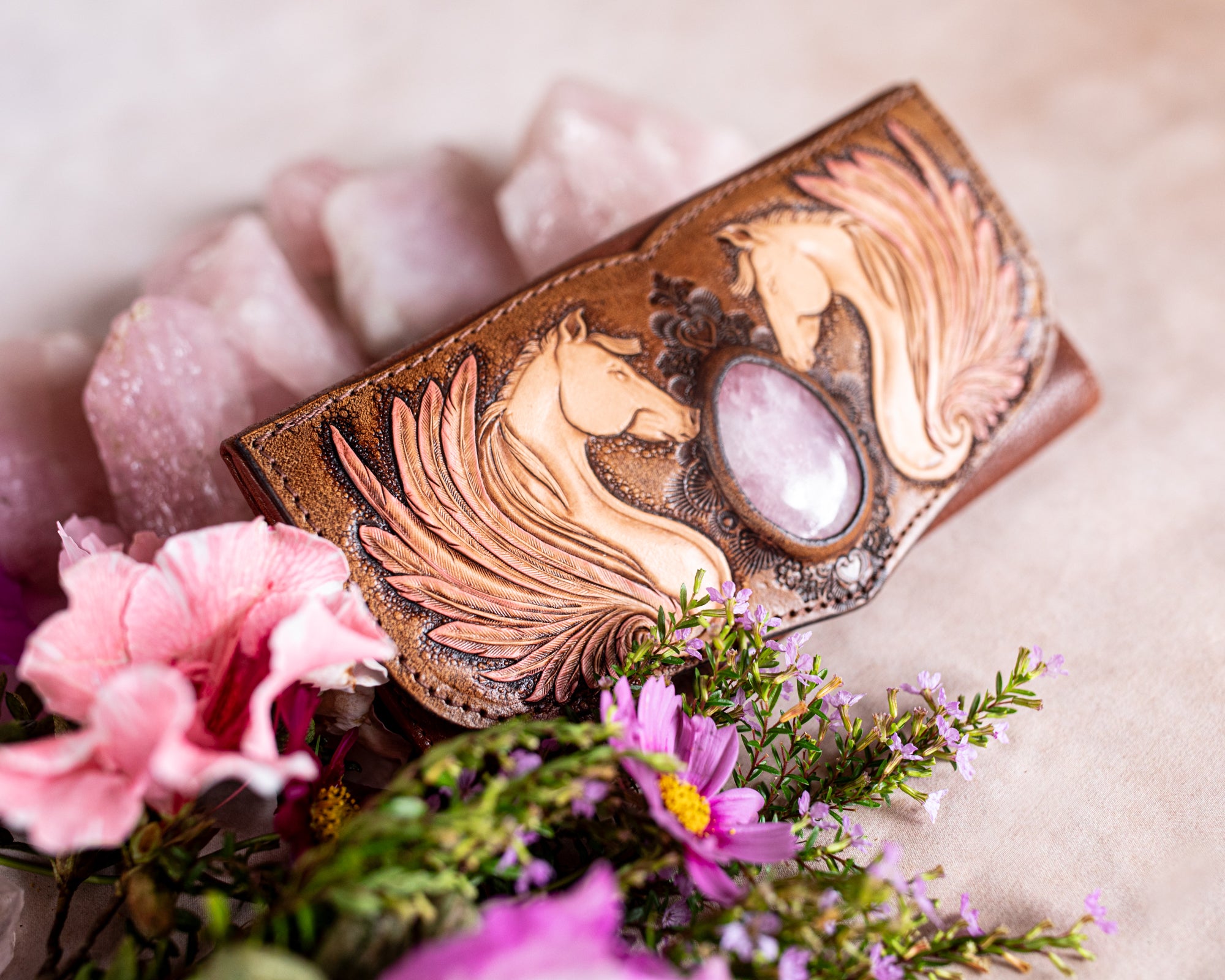 Pegasus Wallet with Rose Quartz