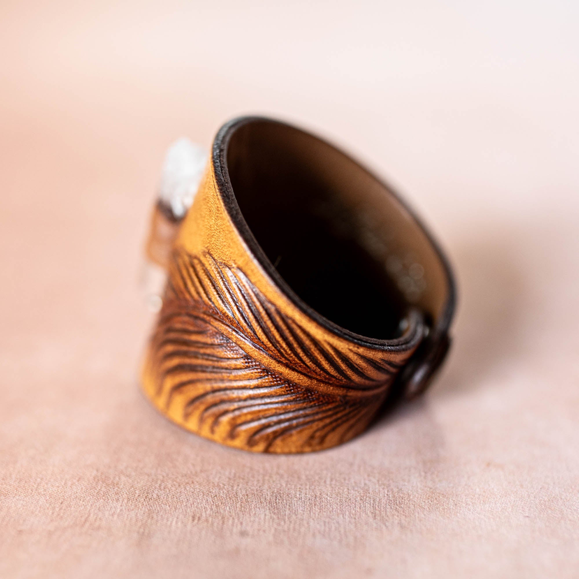 Petite Eagle Feather Priestess Cuff with Quartz Crystal