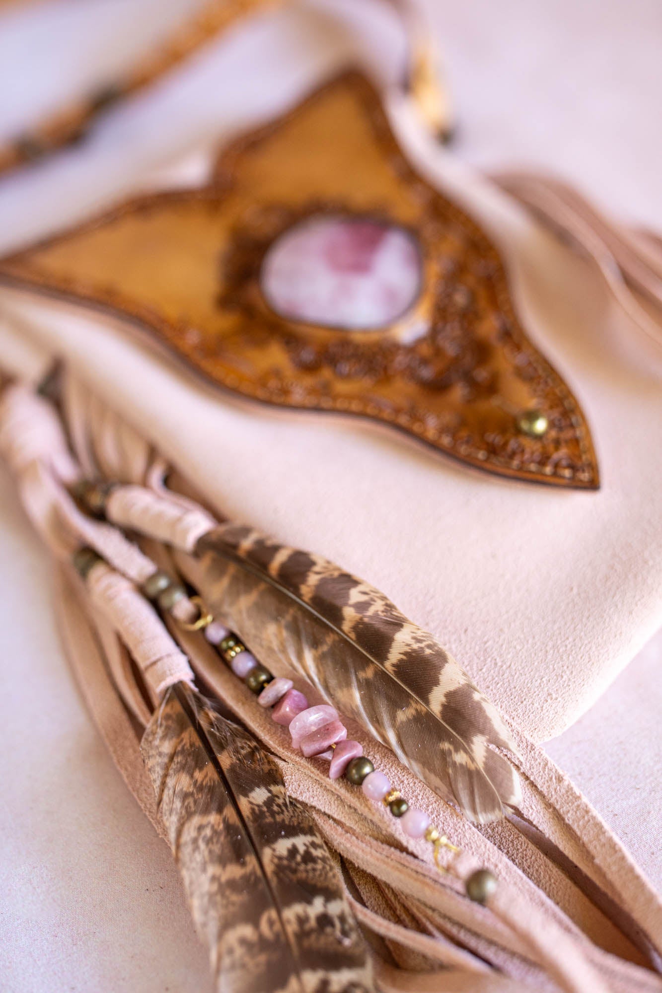 Gypsy Wanderer Phone Pouch with Rose Quartz