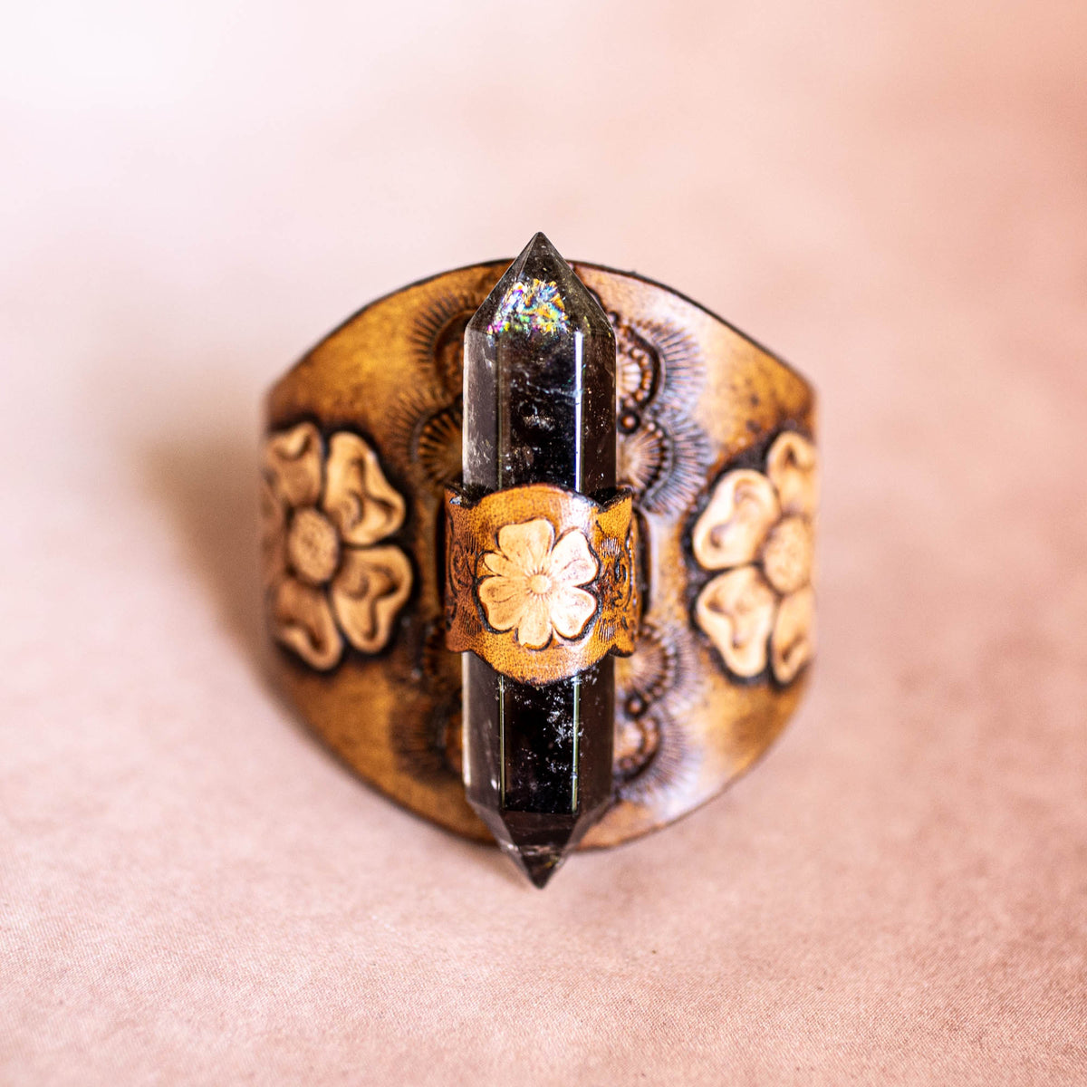Desert Bloom Priestess Cuff with Smoky Quartz