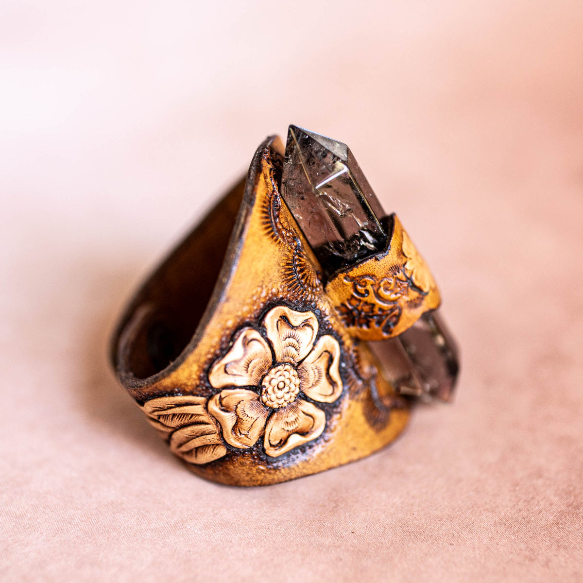 Desert Bloom Priestess Cuff with Smoky Quartz