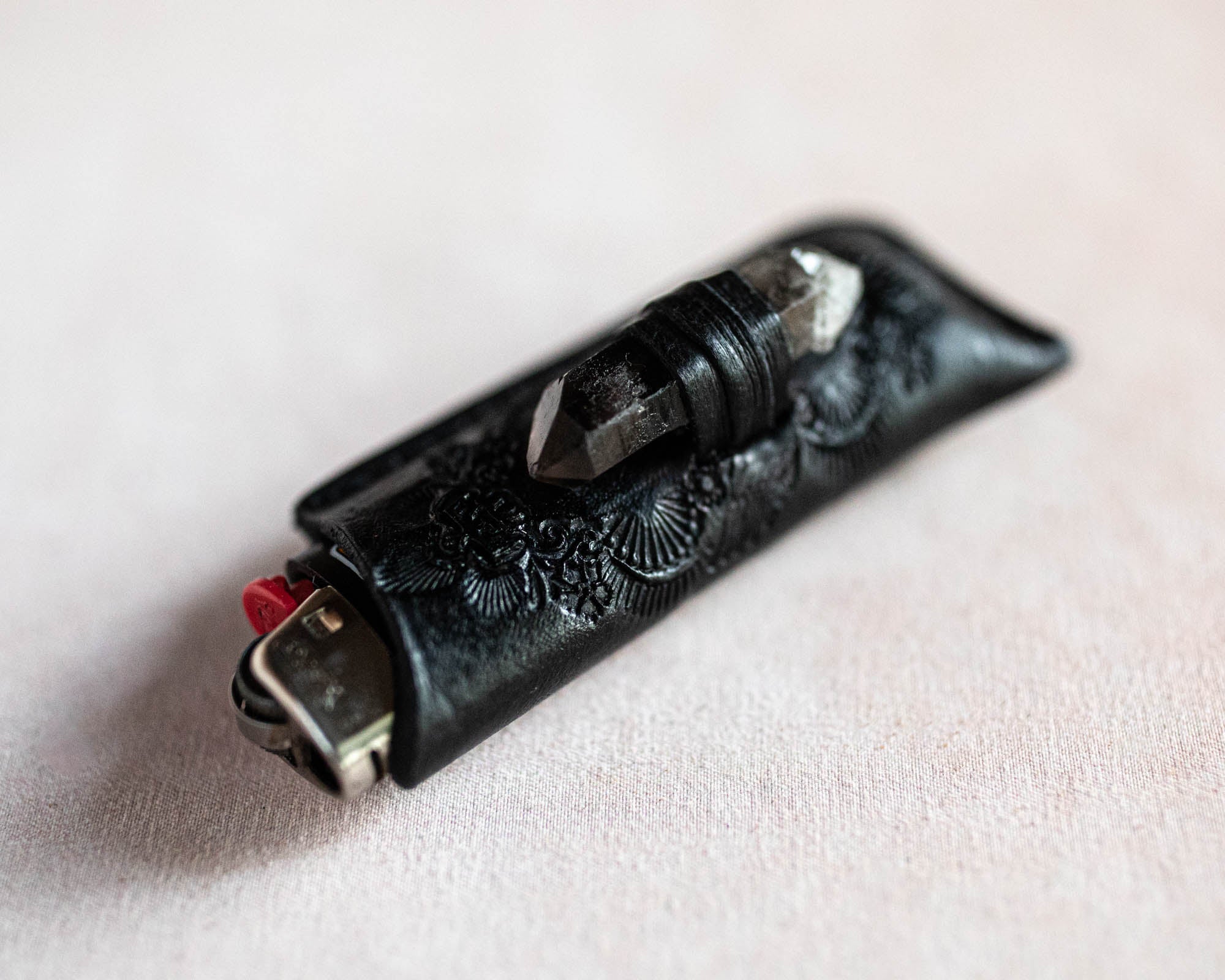 Woodstock Lighter Case with Smoky Quartz